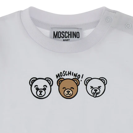 T-Shirt Moschino bianca con stampa teddy ripetuto - Image 2