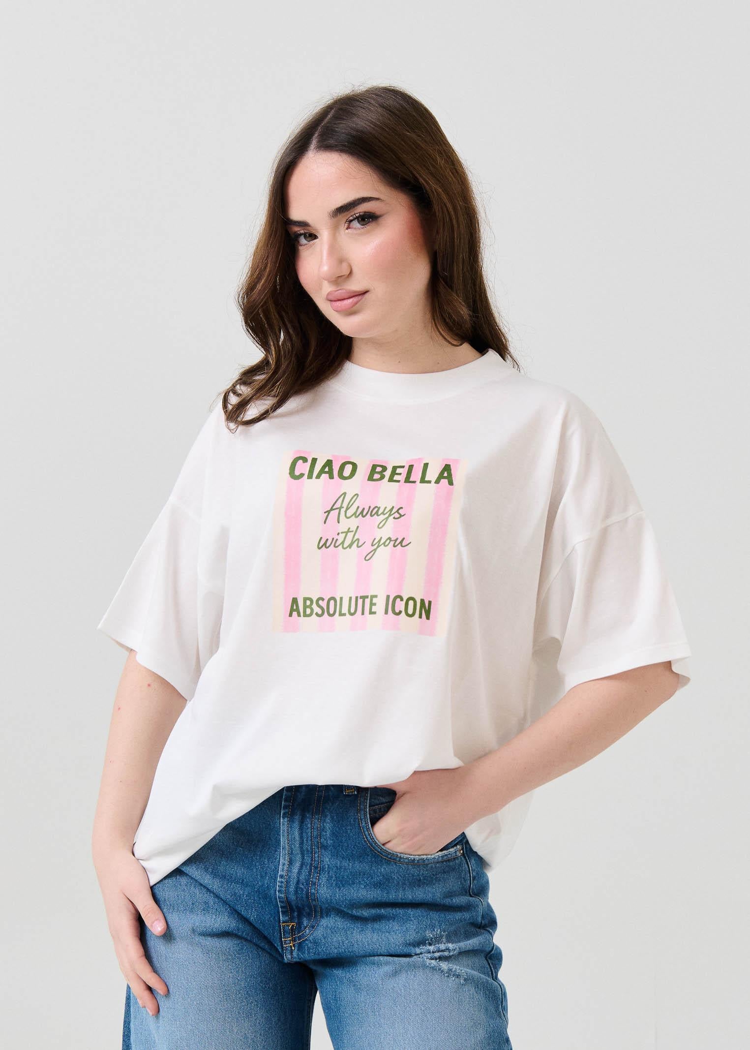 T-Shirt over Vicolo bianca "Ciao Bella"