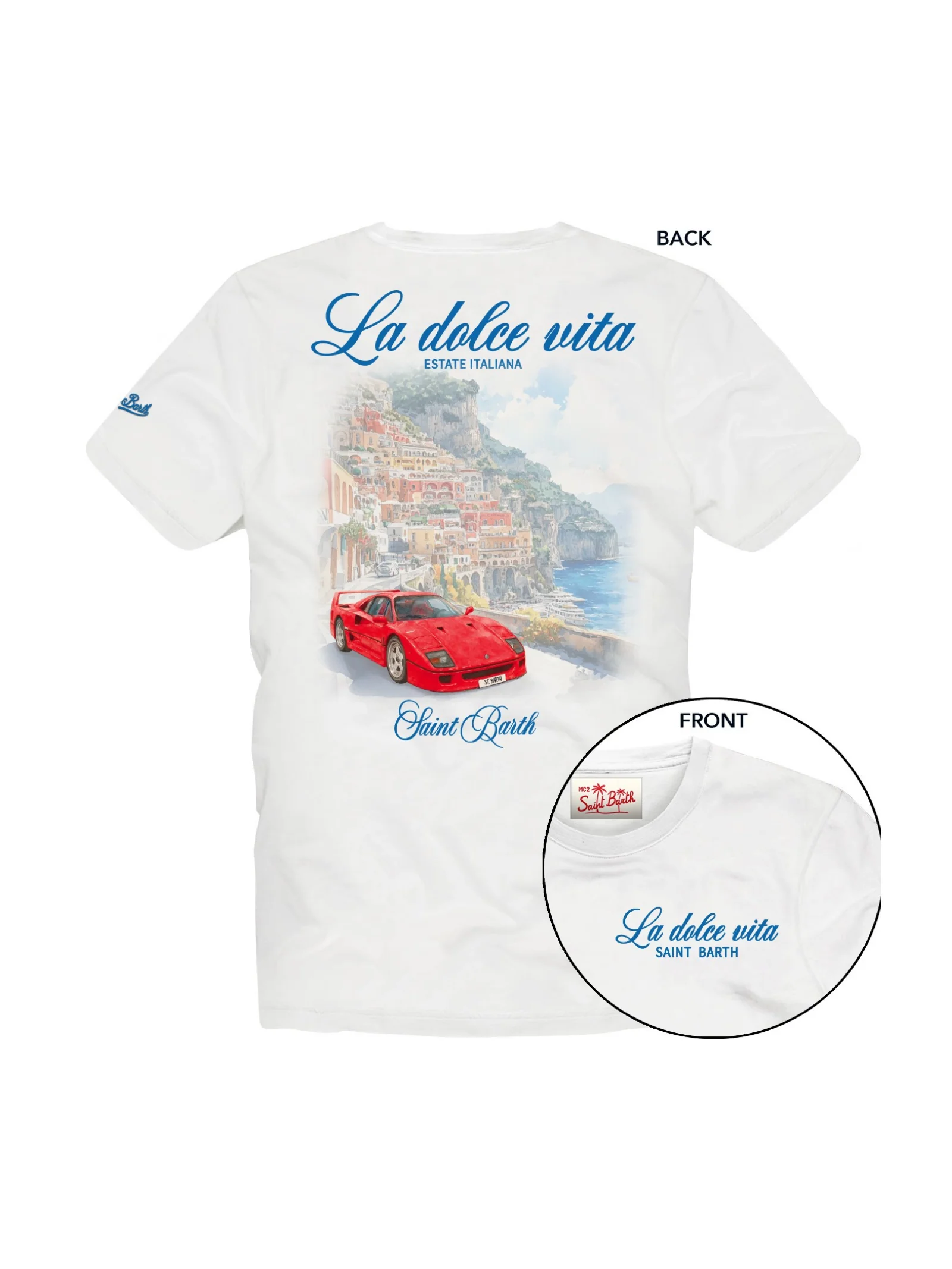 T-Shirt "Portland Jr" Saint Barth bianca "La dolce vita SAINT BARTH"