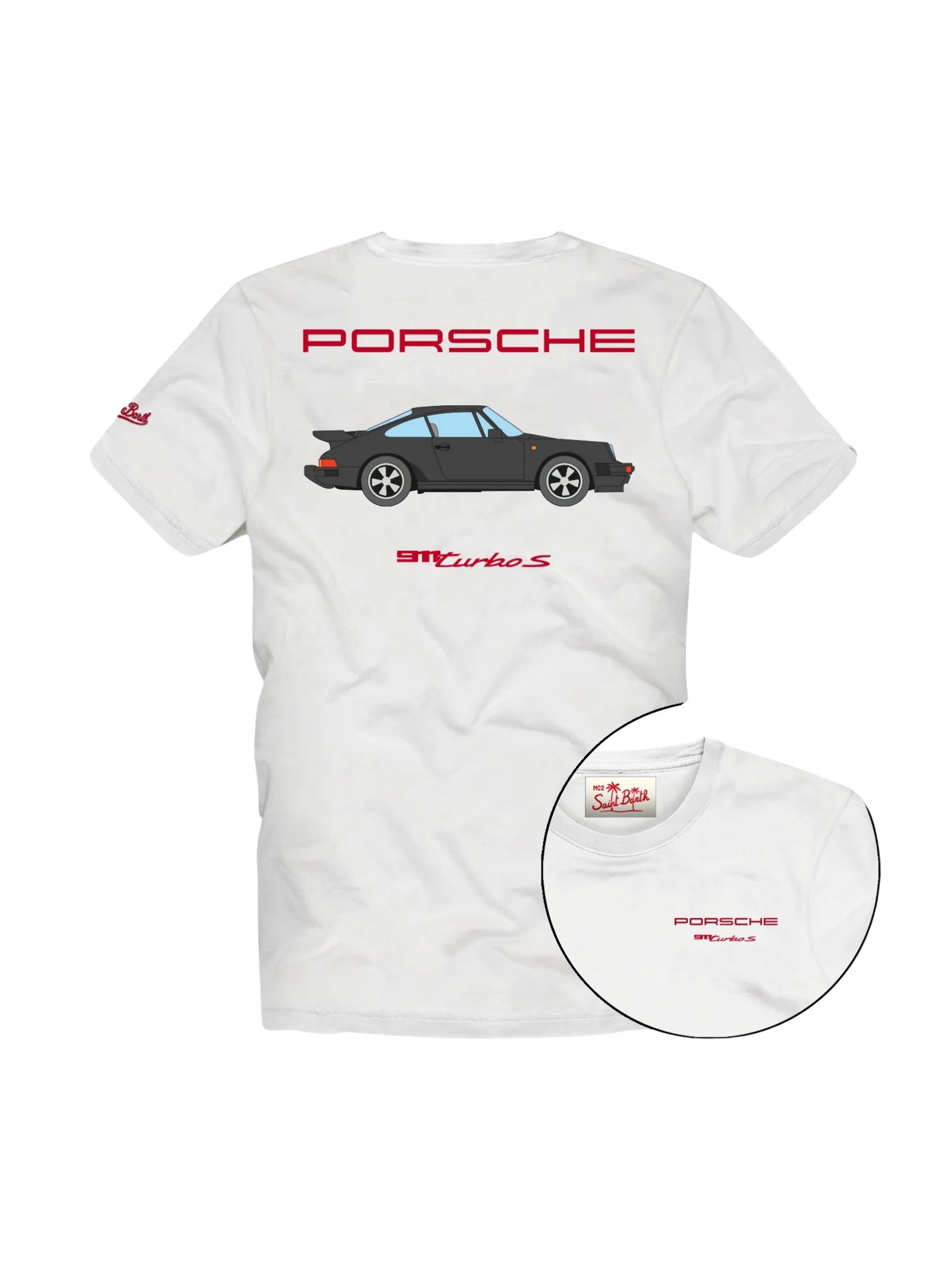 T-Shirt "Portland Jr" Saint Barth bianca "Porsche Turbo S"