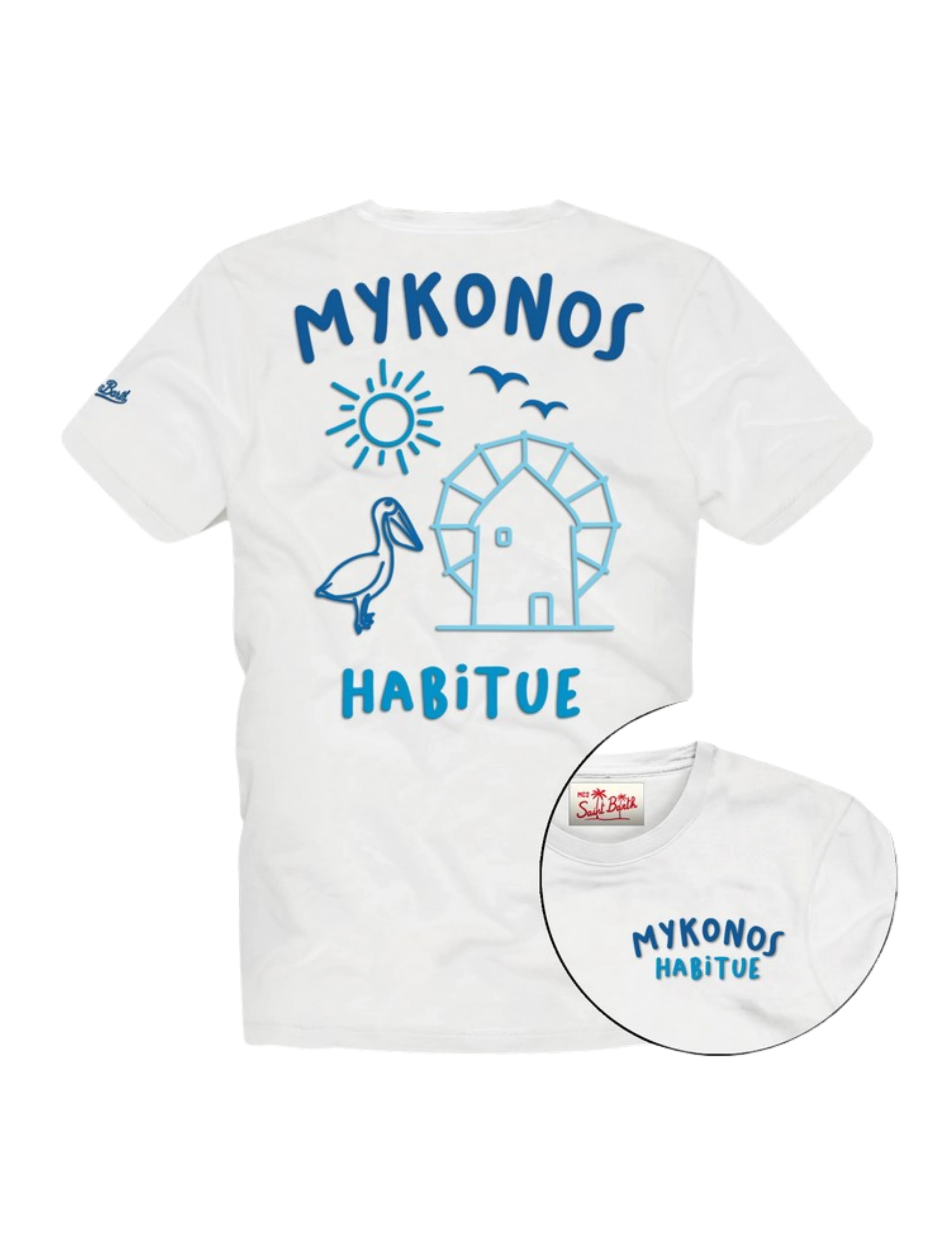 T-Shirt "Portland" Saint Barth bianca "Mykonos Habitue"