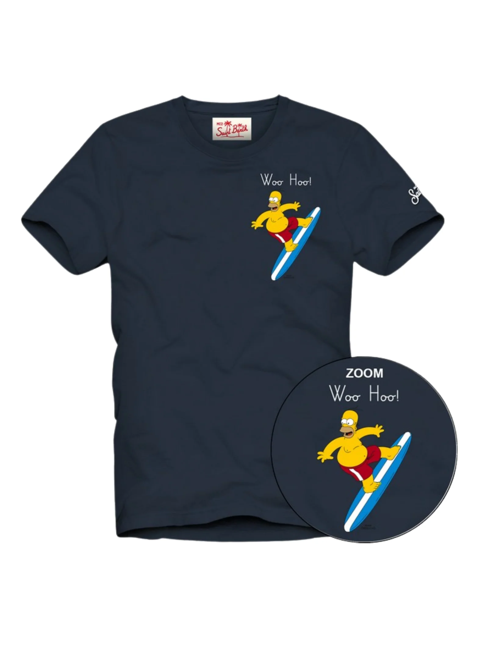 T-Shirt "Portofino" Saint Bart blu "Woo Hoo!" Homer