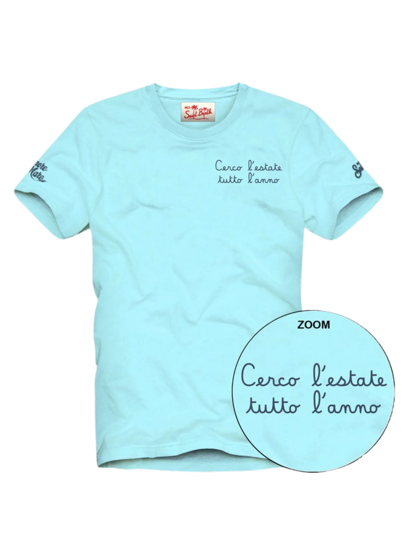 T-Shirt "Portofino" Saint Barth azzurra "Cerco l'estate tutto l'anno"