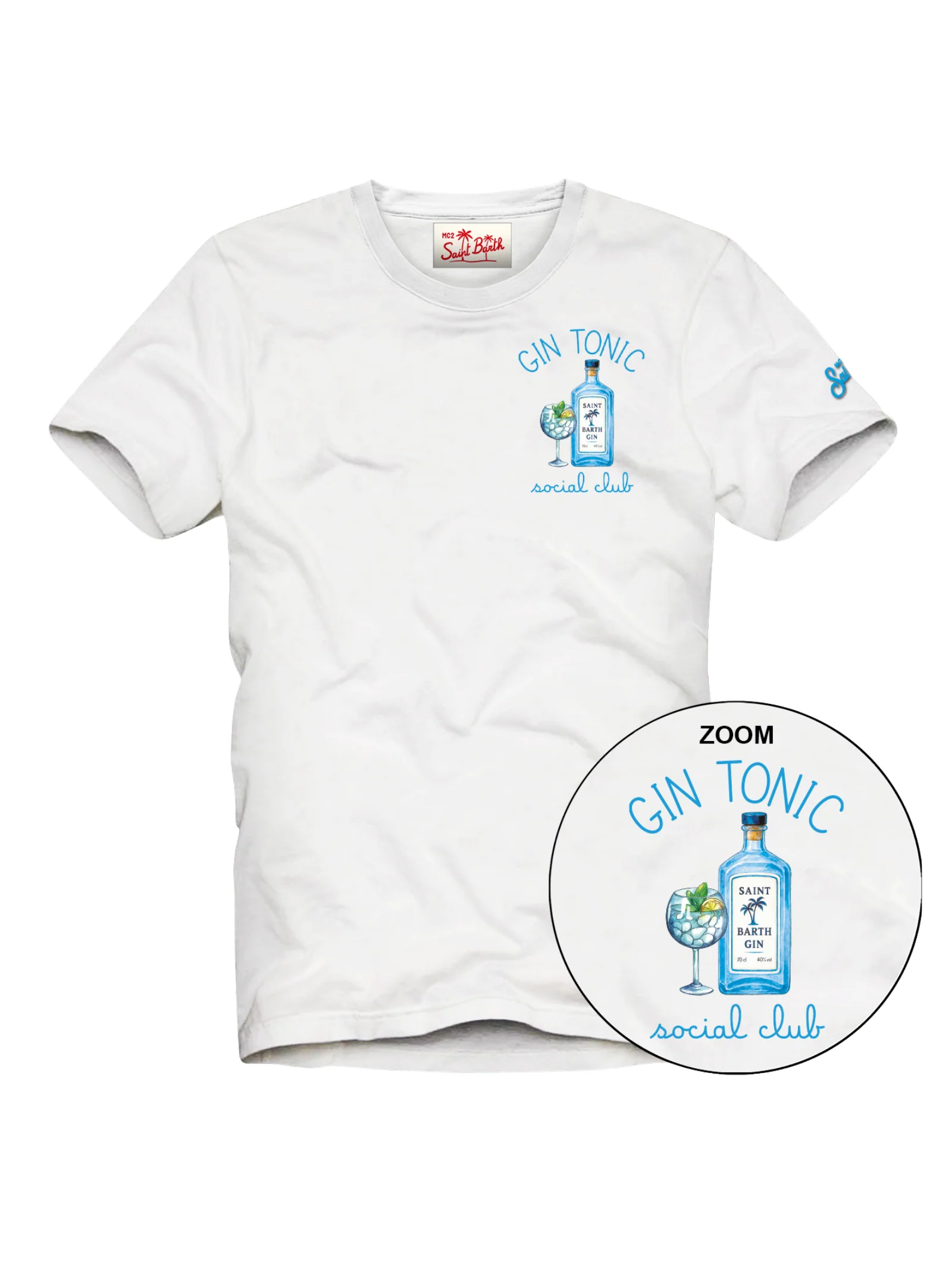 T-Shirt "Portofino" Saint Barth bianca " Gin Tonic social club"