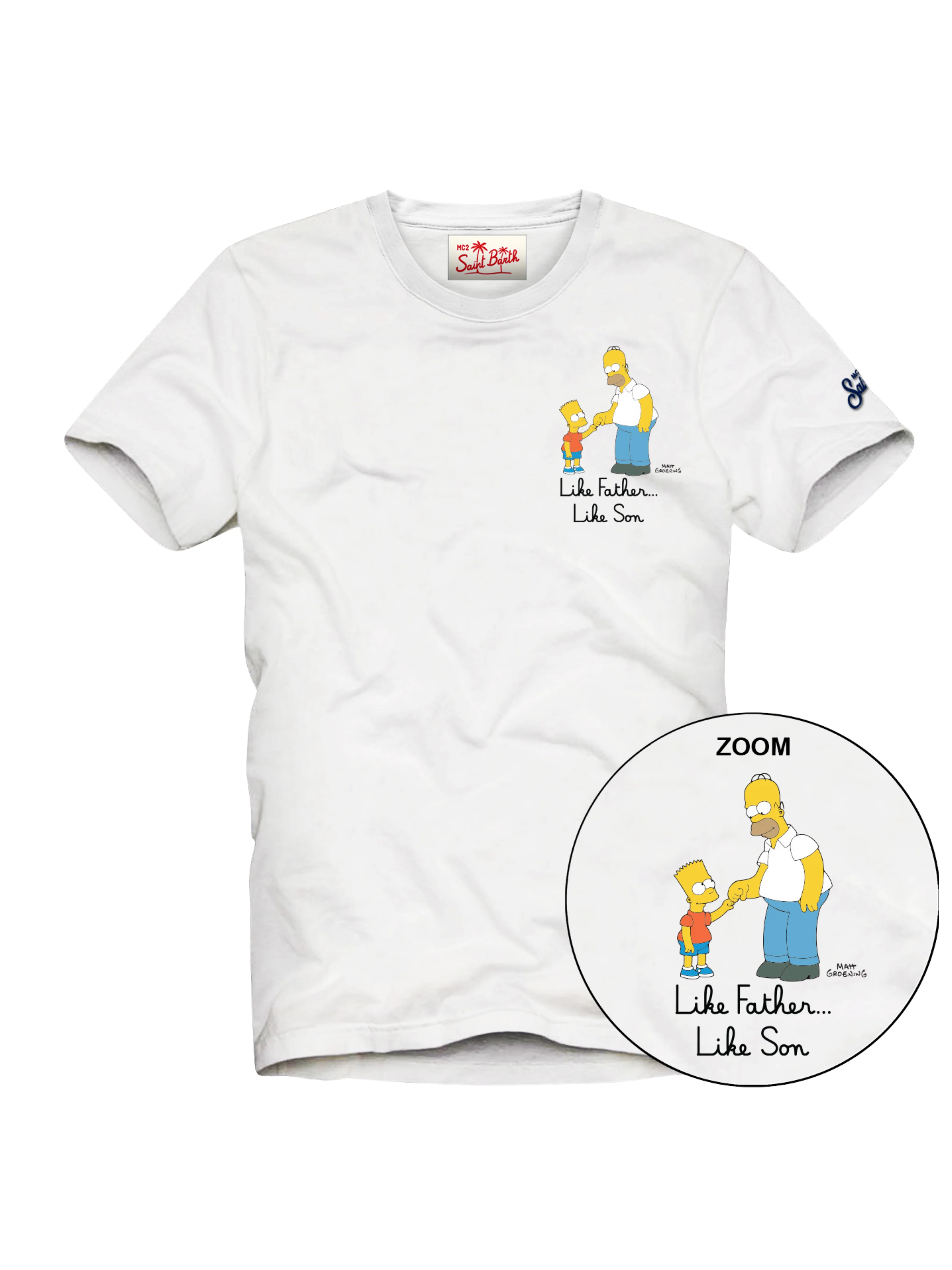 T-Shirt "Portofino" Saint Barth bianca " Like Father, Like Son" con simpson