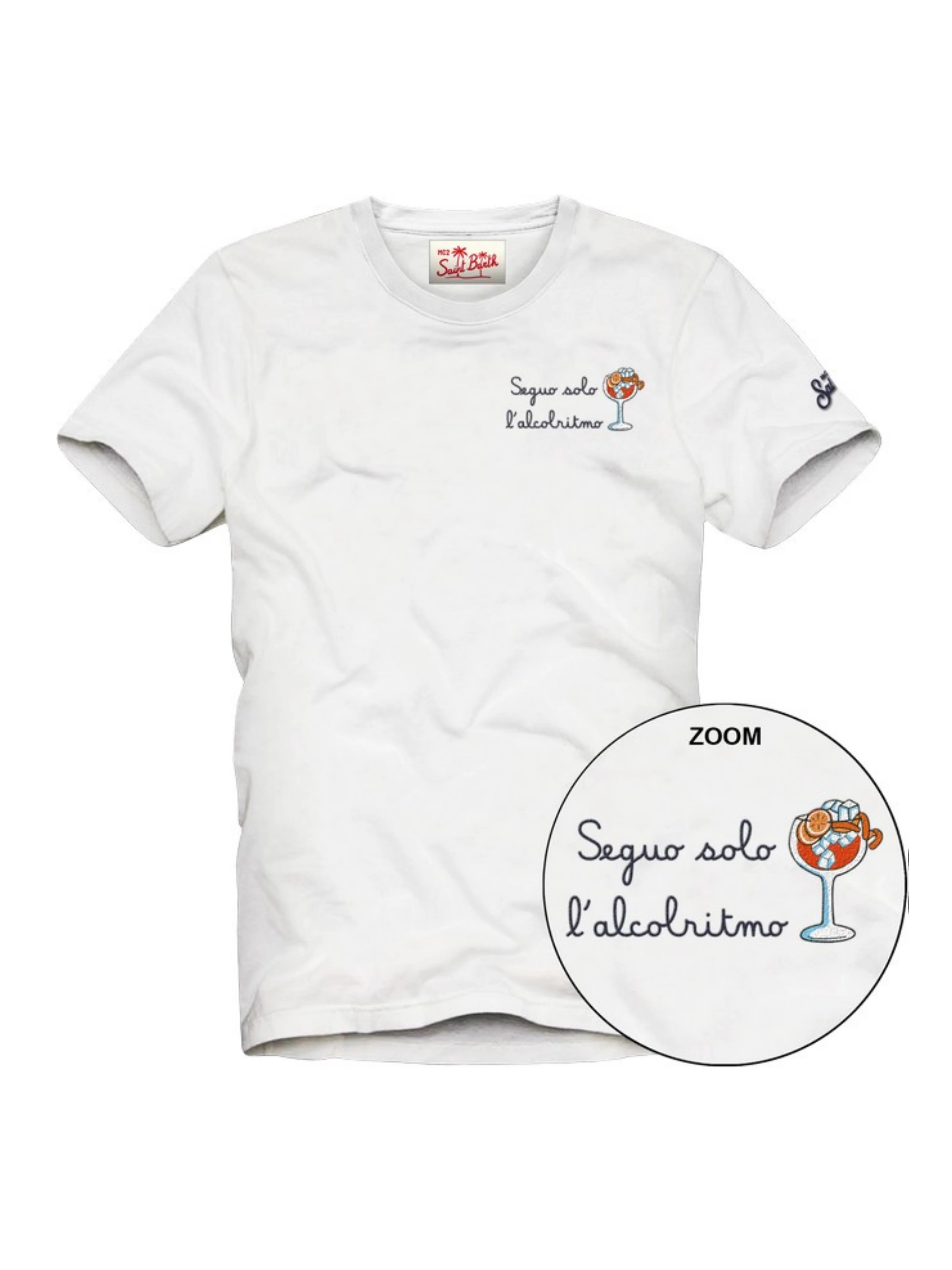 T-Shirt "Portofino" Saint Barth bianca "Seguo solo l'alcolritmo"