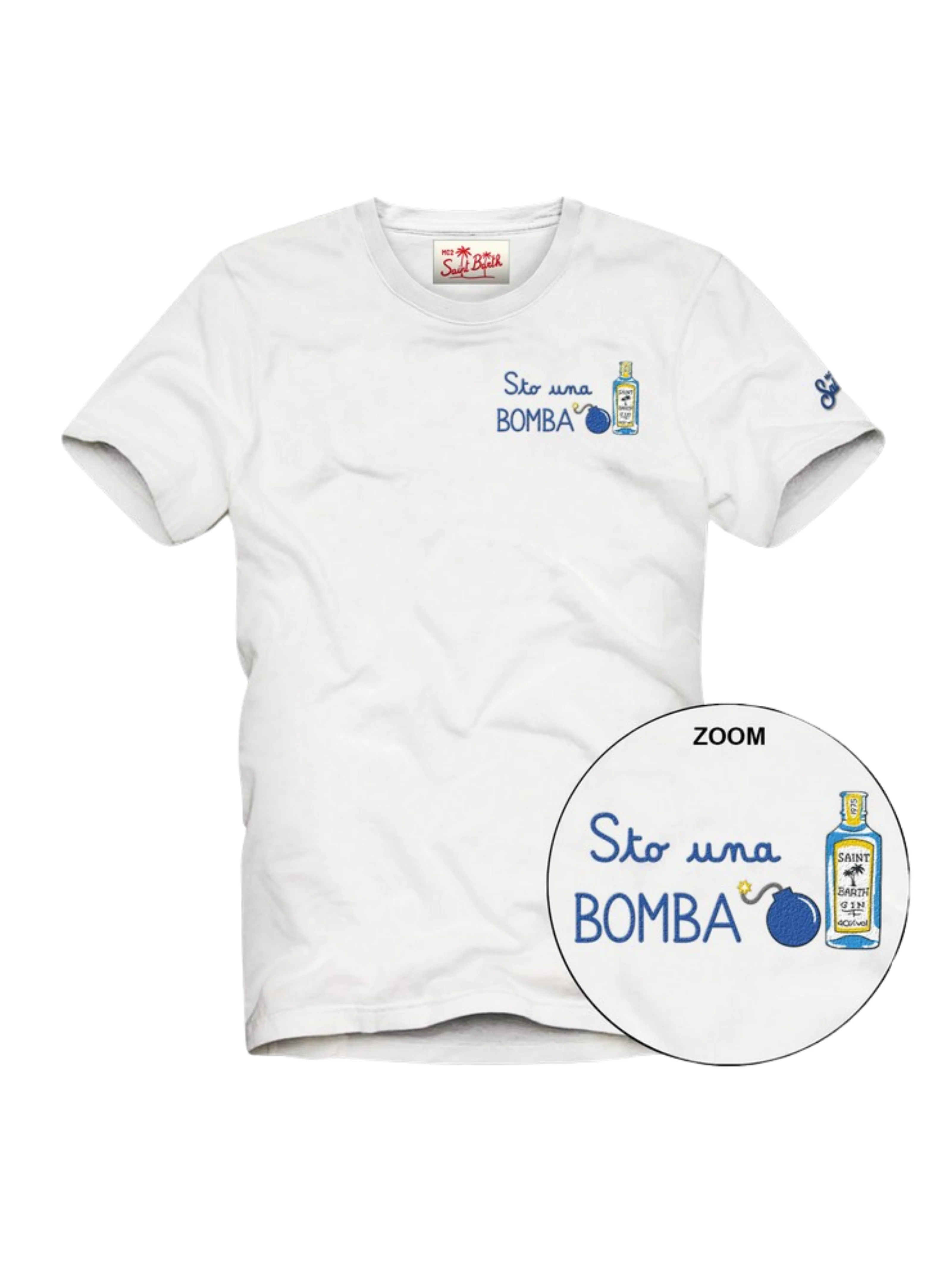 T-Shirt "Portofino" Saint Barth bianca "Sto una bomba"