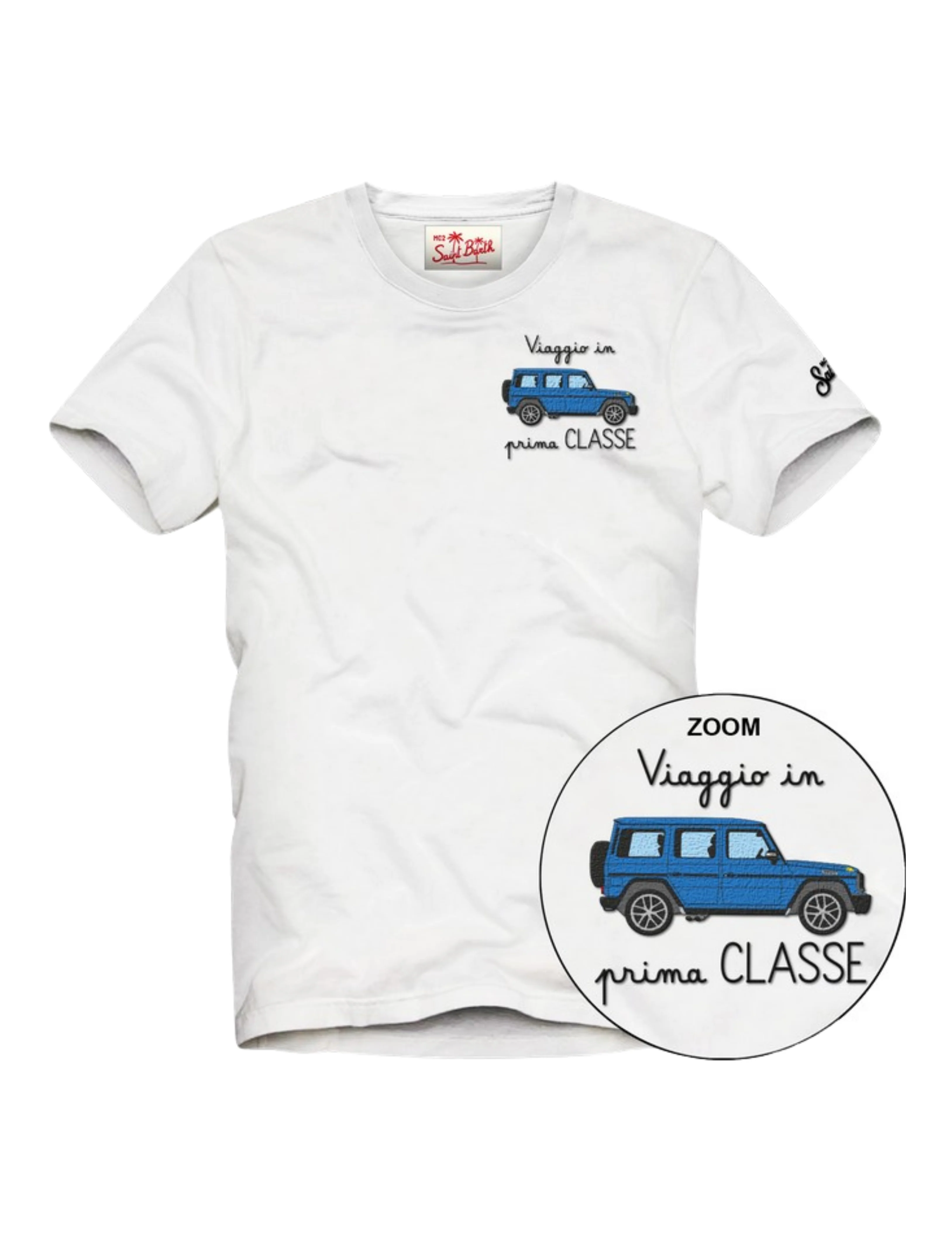 T-Shirt "Portofino" Saint Barth bianca "Viaggio in prima CLASSE"