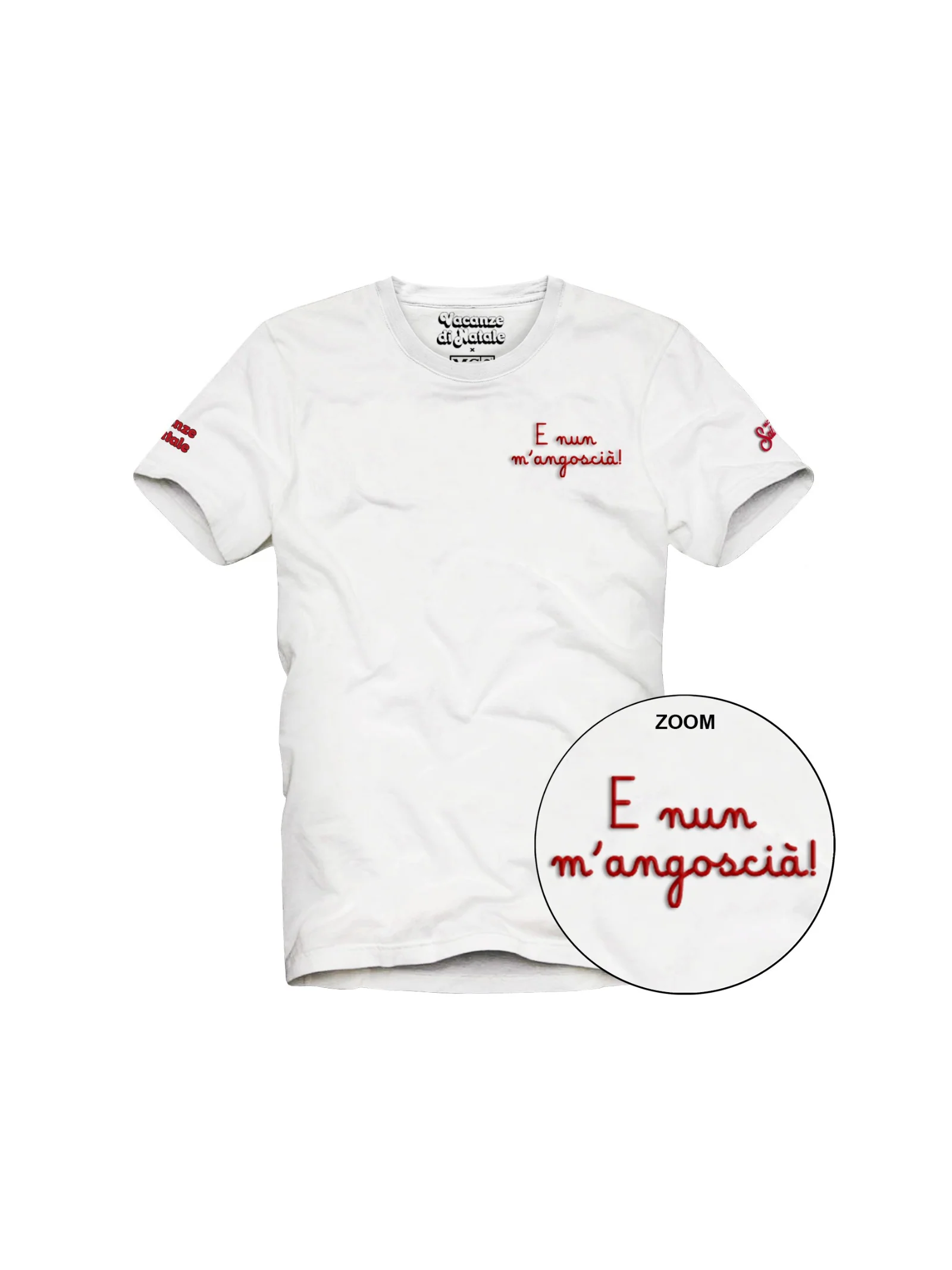 T-Shirt Saint Barth bianca con stampa "E nun m'angoscià!"