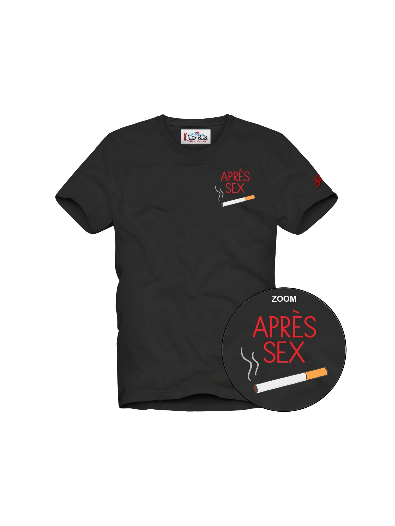 T-Shirt Saint Barth nera con stampa "Apres Sex"