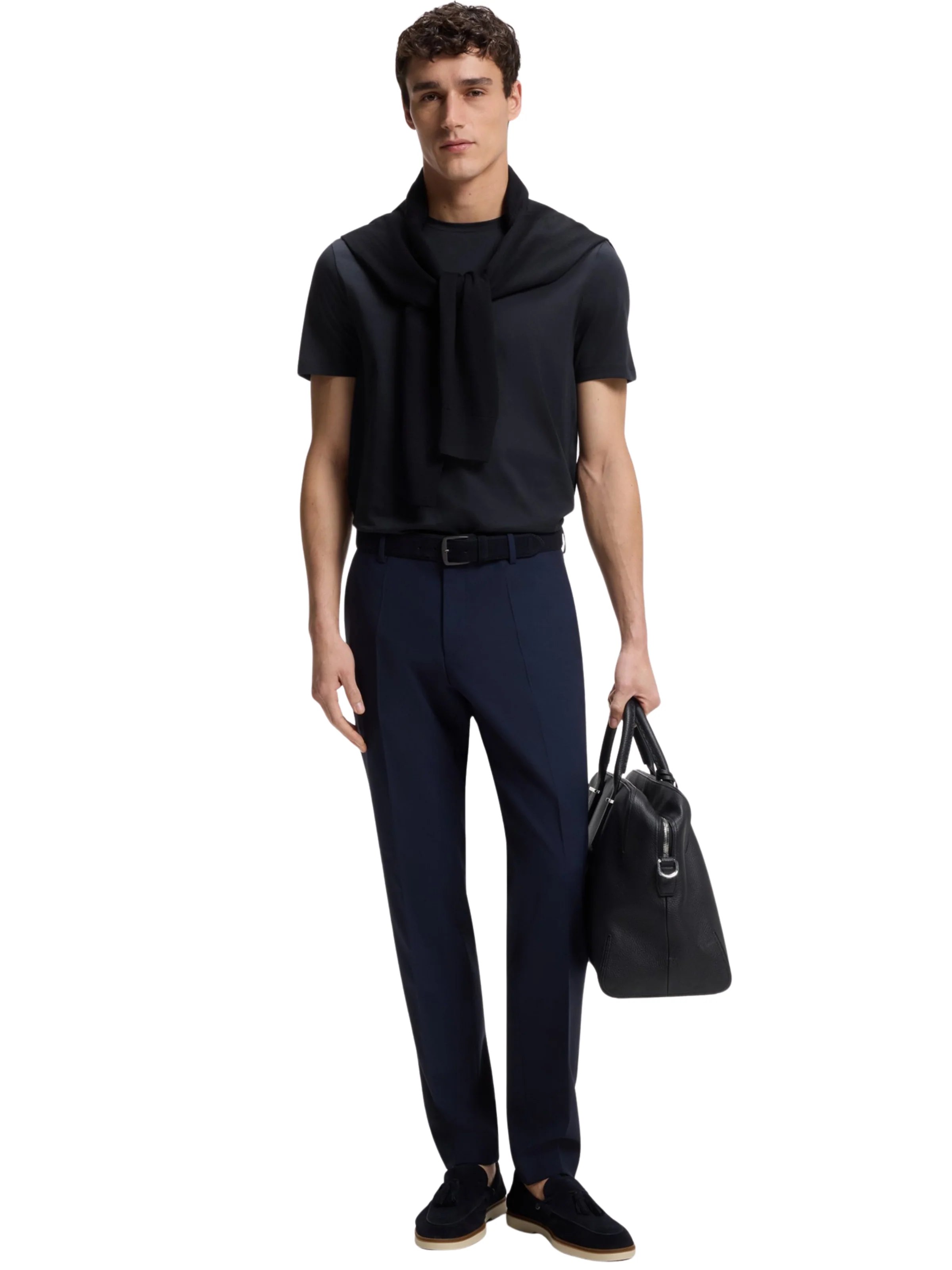 T-Shirt slim fit Boss blu in cotone mercerizzato - Image 4