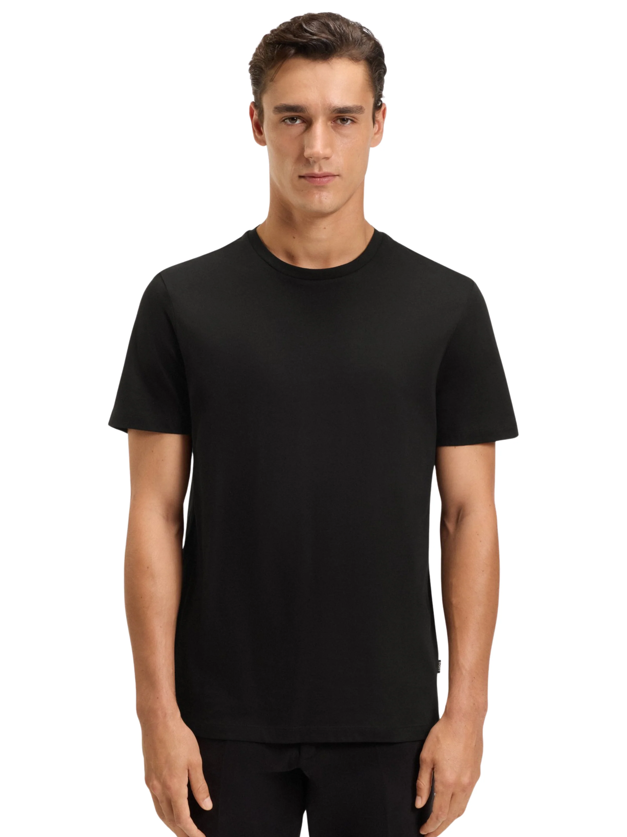 T-Shirt slim fit Boss nera in cotone mercerizzato - Image 2