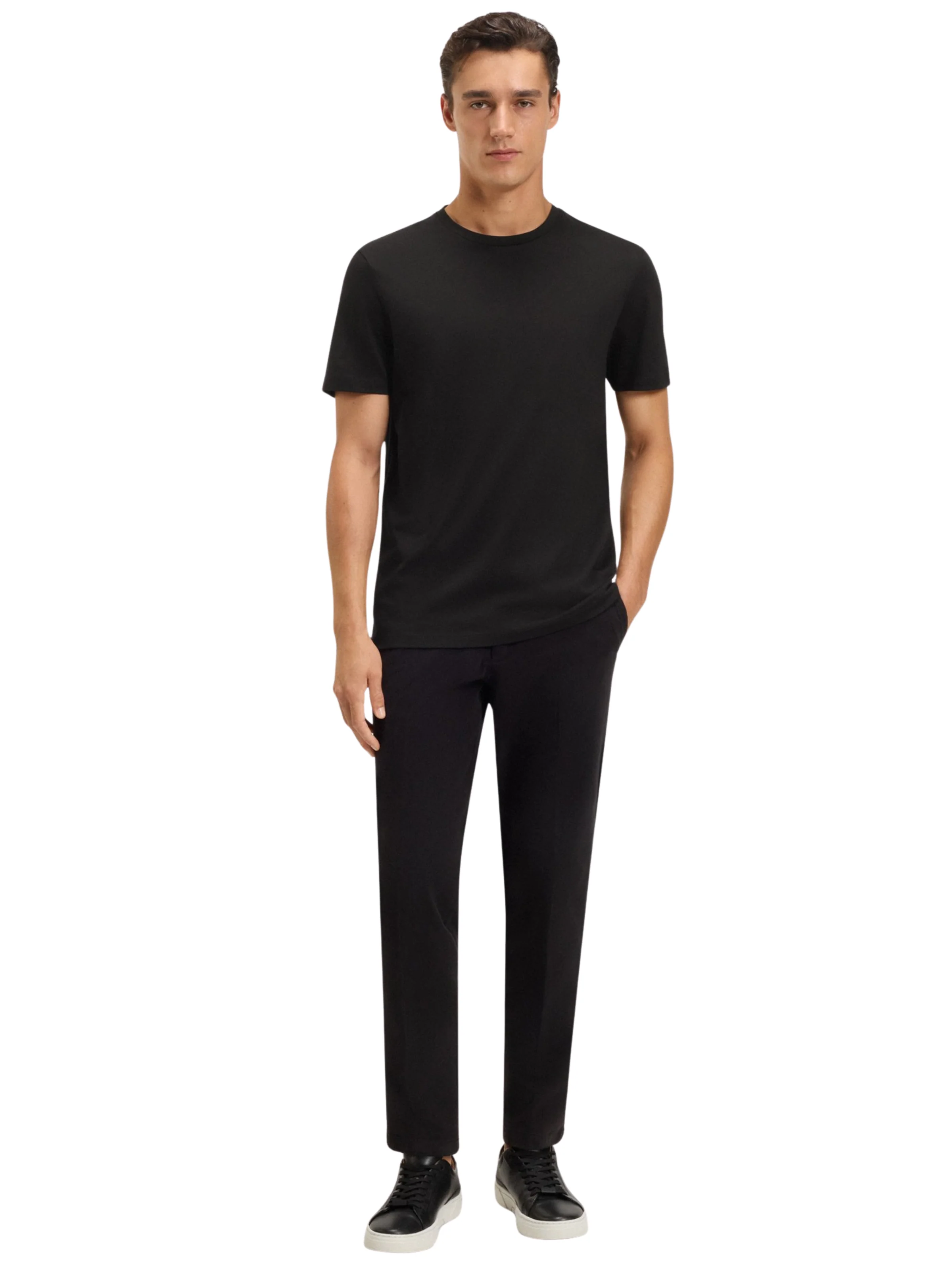 T-Shirt slim fit Boss nera in cotone mercerizzato - Image 4