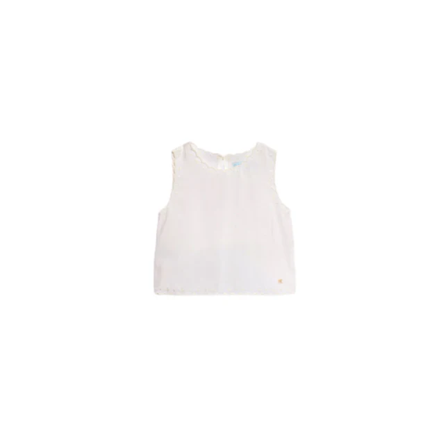 T-Shirt smanicata Abel & Lula bianca con ricami