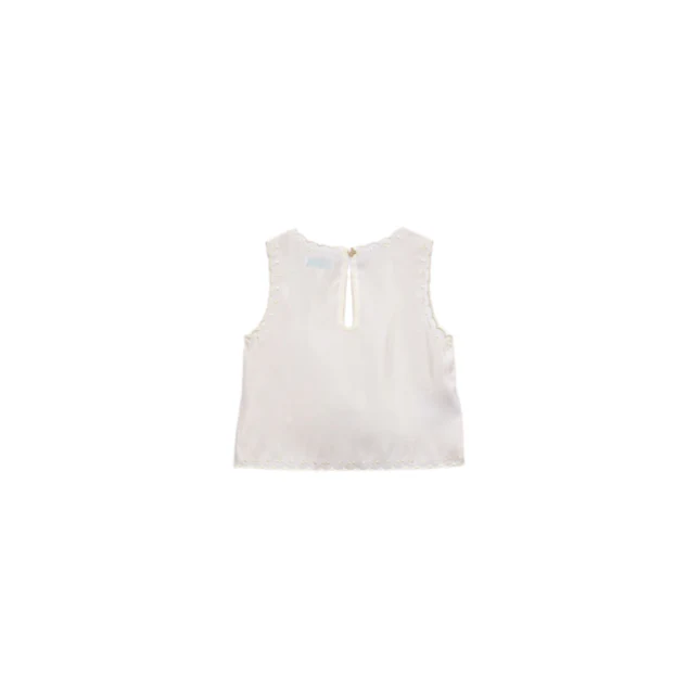T-Shirt smanicata Abel & Lula bianca con ricami - Image 2