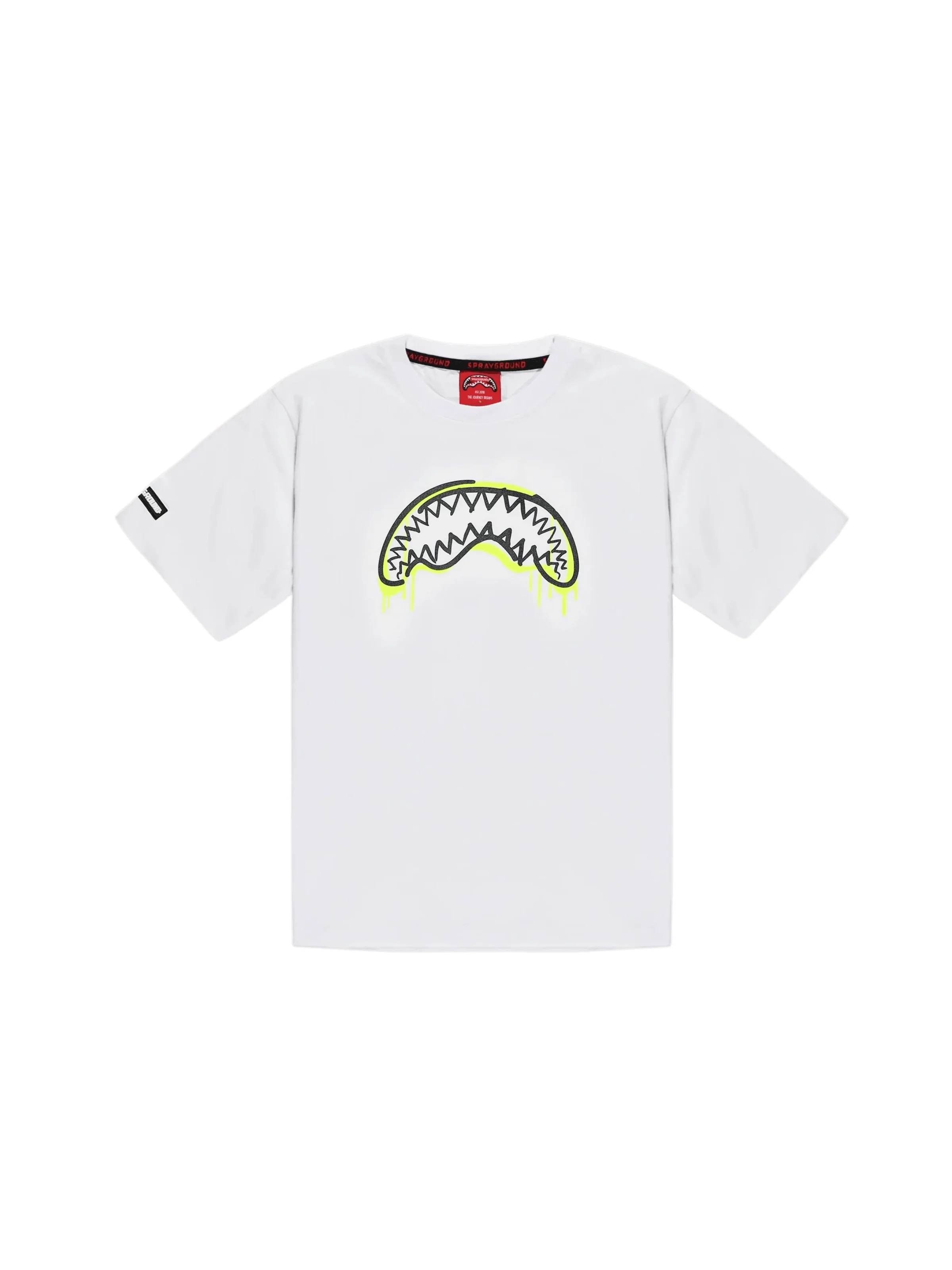 T-Shirt Sprayground bianca con grafica verde lime
