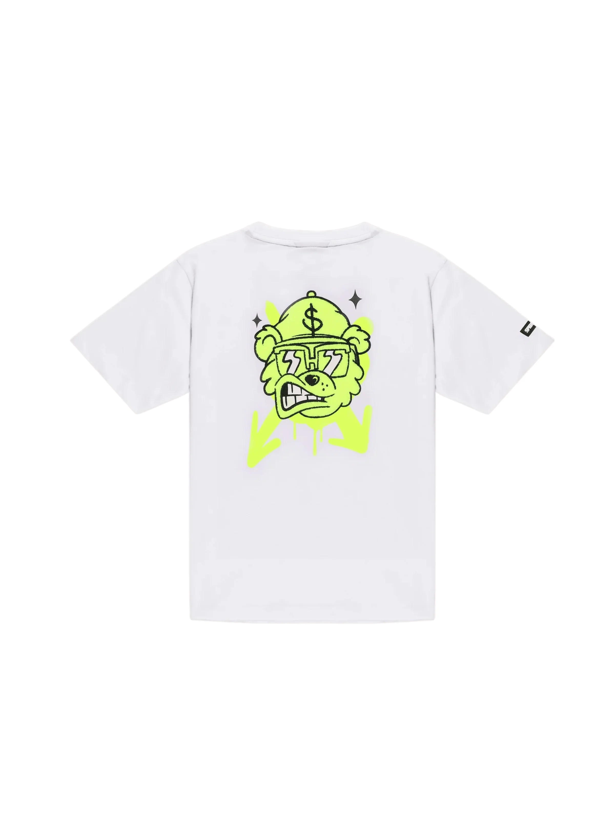 T-Shirt Sprayground bianca con grafica verde lime - Image 2
