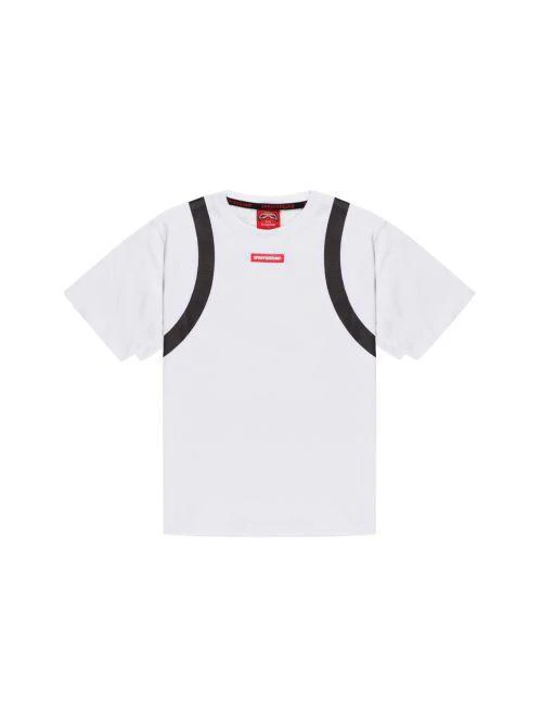 T-Shirt Sprayground bianca con stampa zaino teddy posteriore