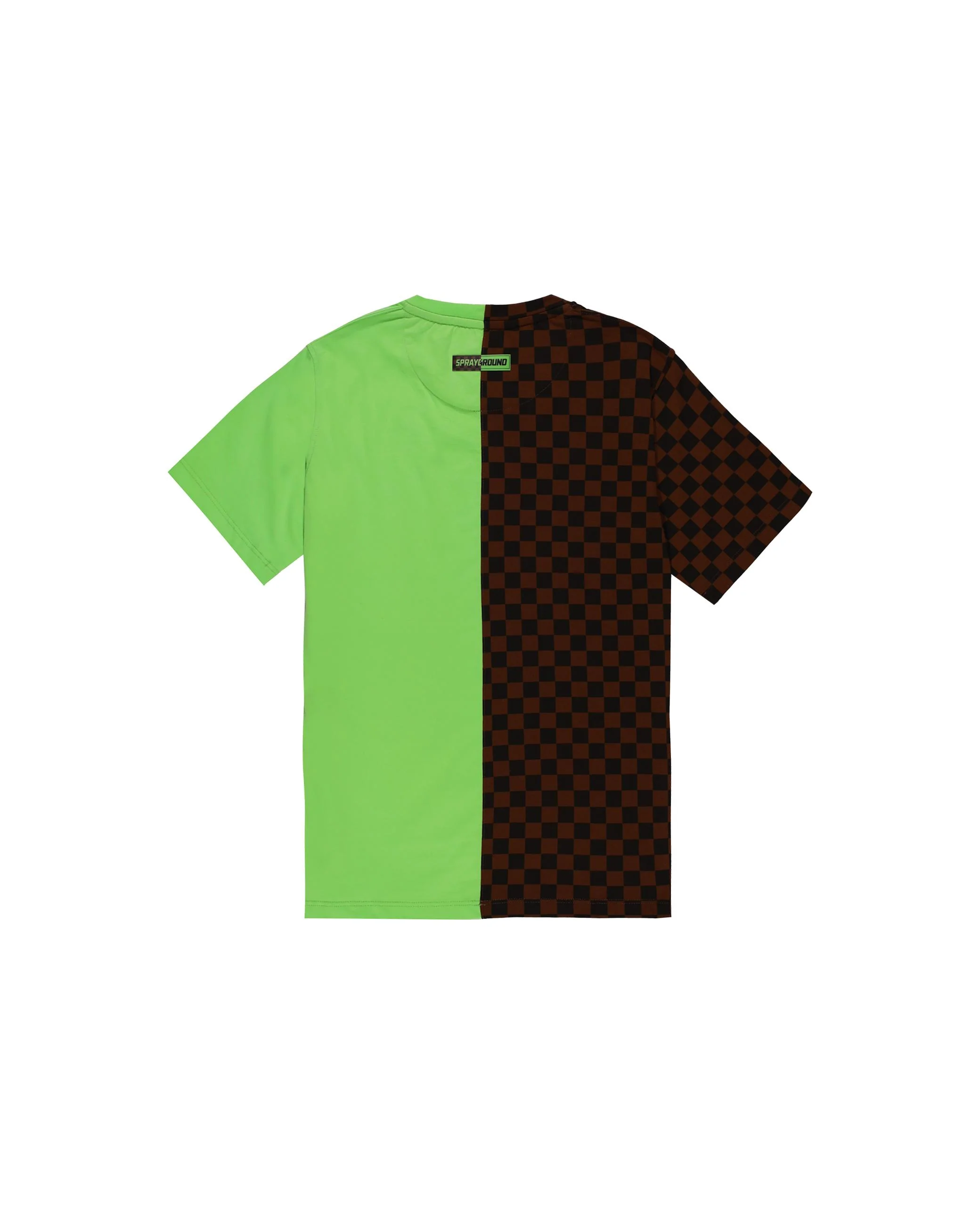 T-Shirt Sprayground bicolore con stampa orso verde fluo - Image 2
