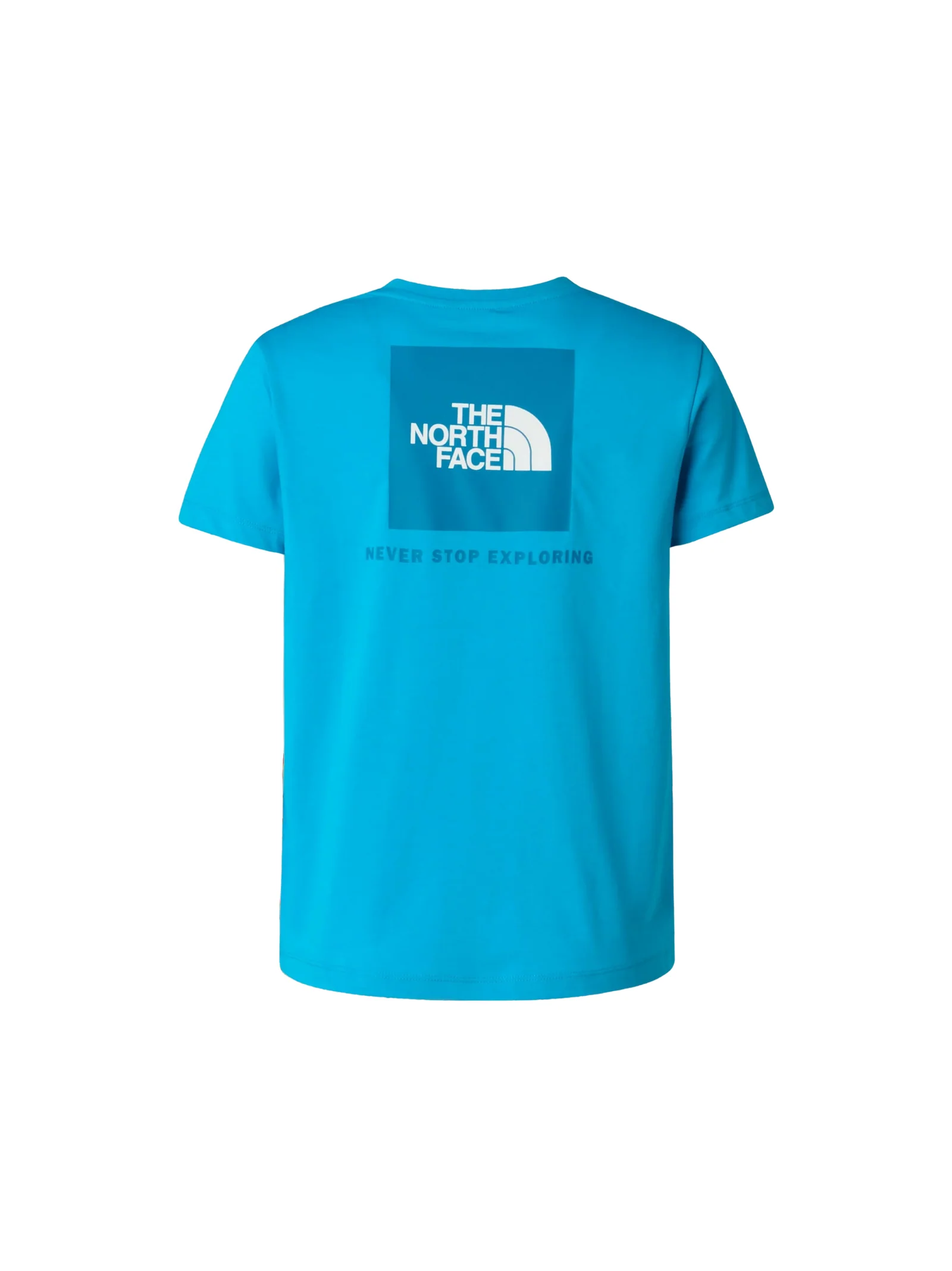 T-Shirt The North Face azzurra con stampa "Never Stop Exploring" - Image 2