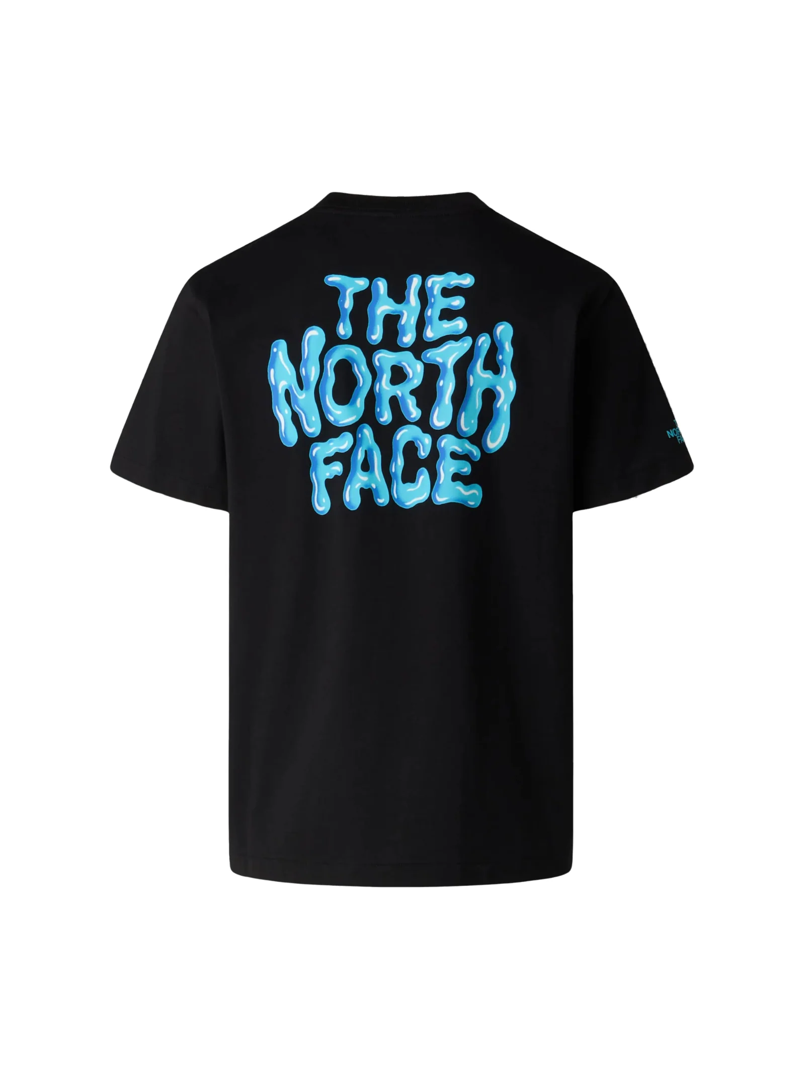 T-Shirt The North Face bianca con maxi logo effetto bubble azzurro - Image 2