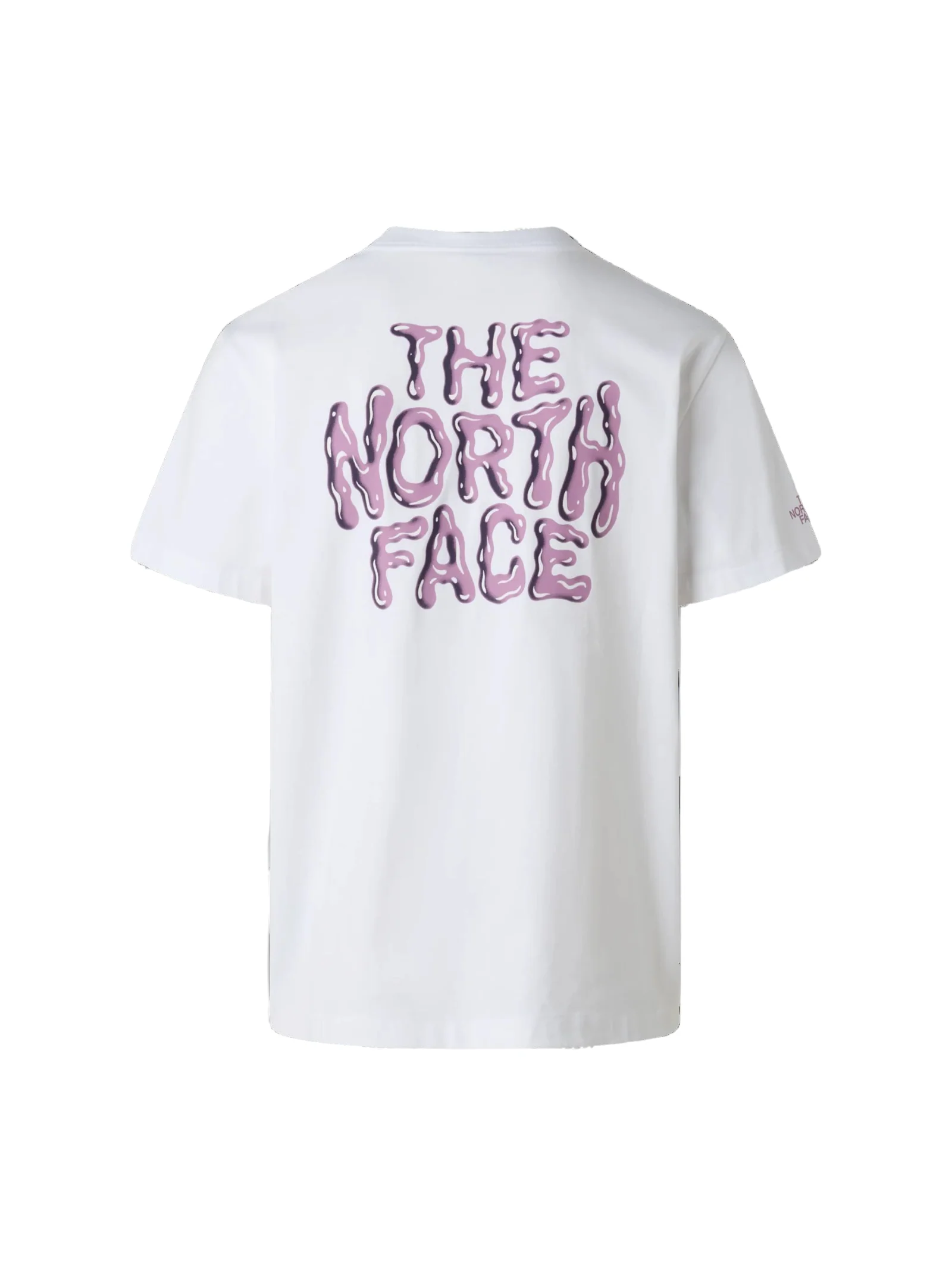T-Shirt The North Face bianca con maxi logo effetto bubble rosa - Image 2