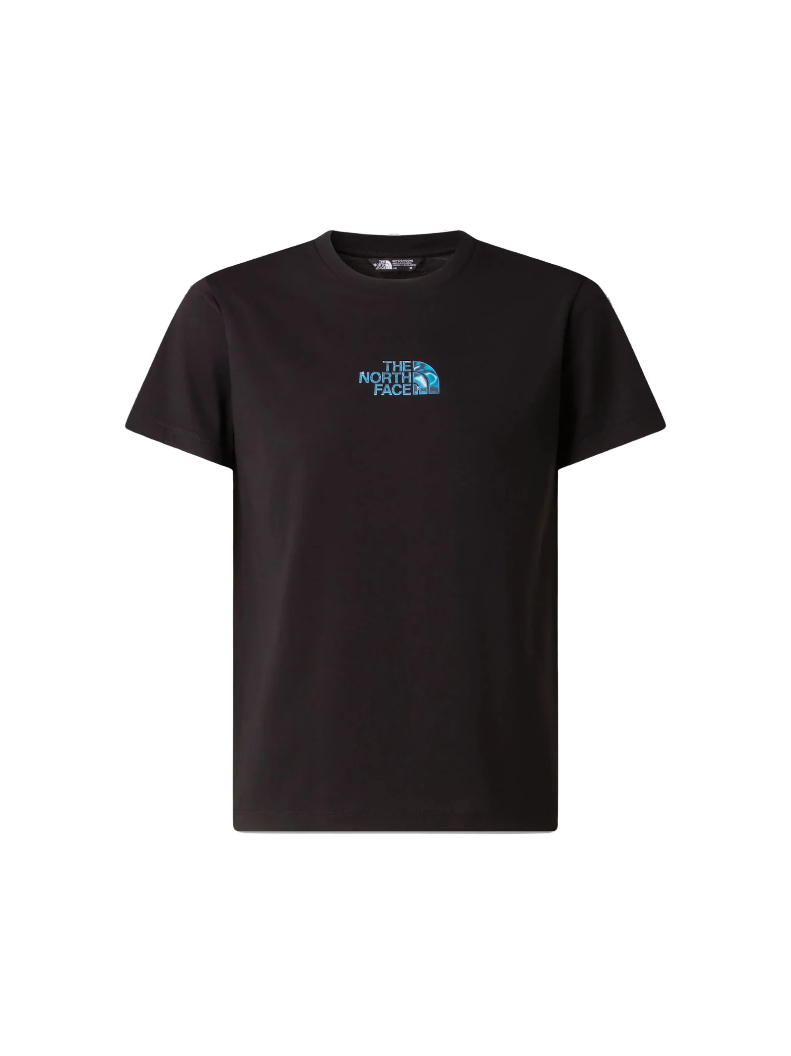 T-Shirt The North Face nera con logo azzurro