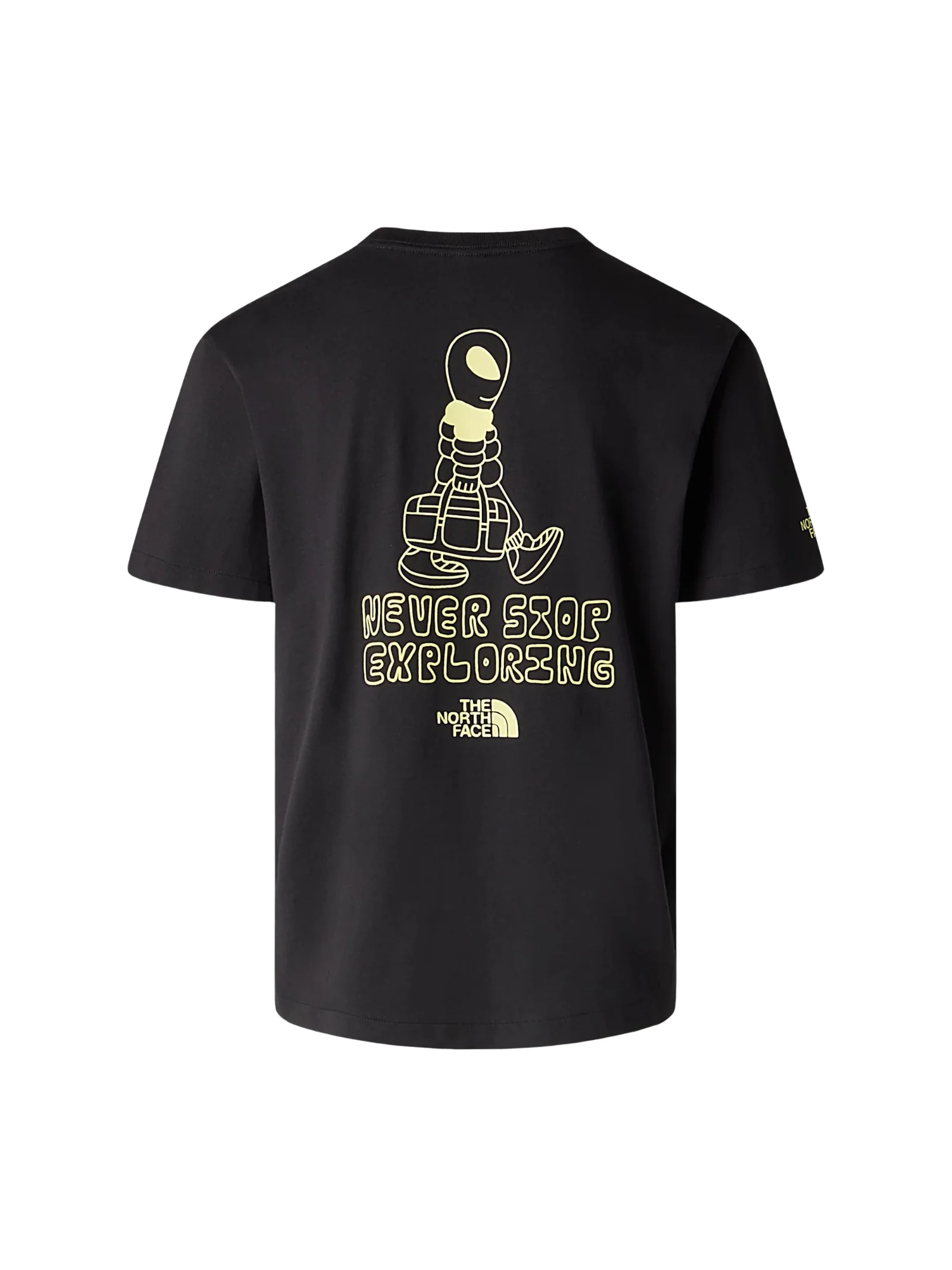 T-Shirt The North Face nera con personaggio e scritta "Never Stop Exploring" - Image 2