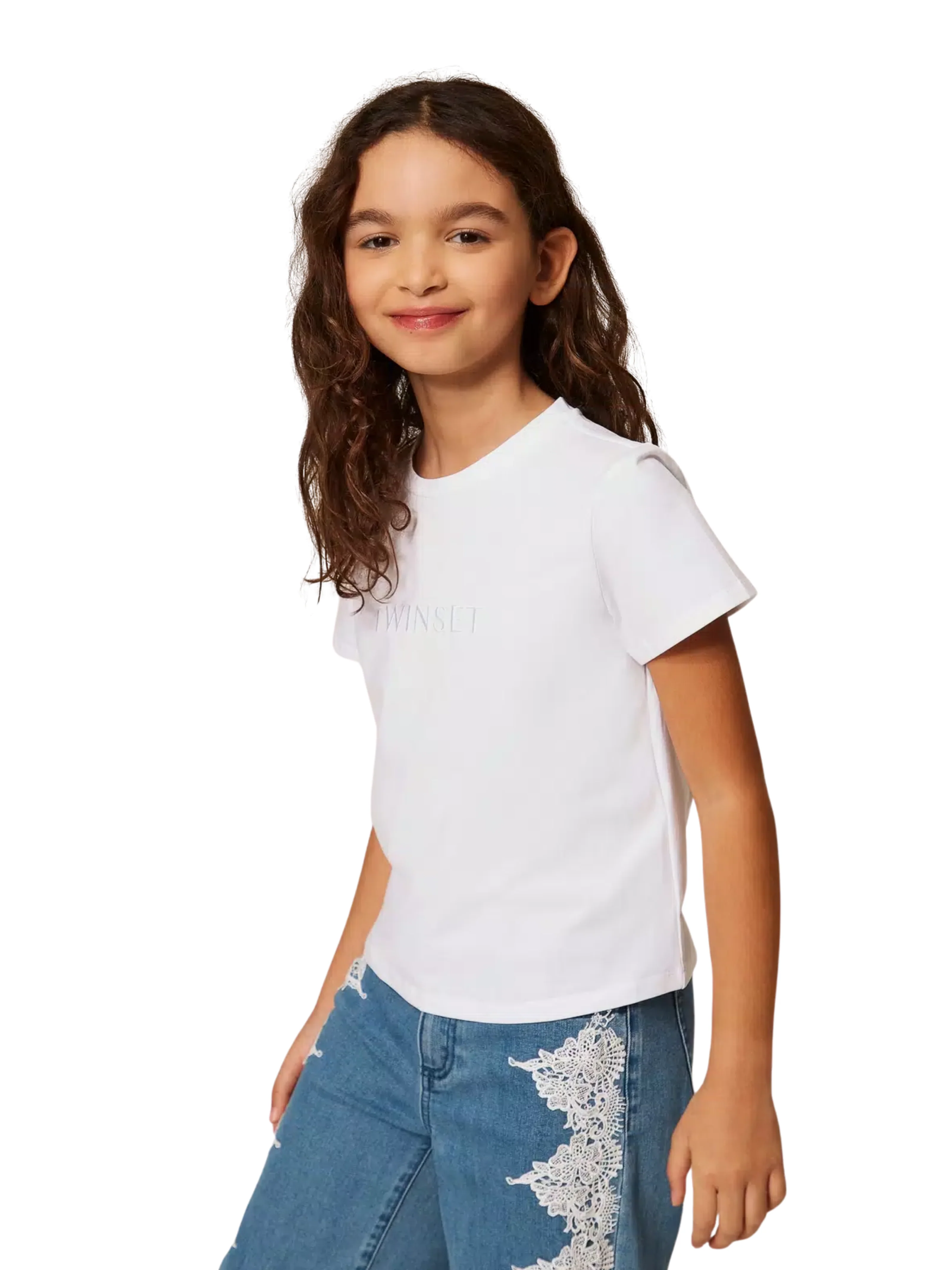 T-Shirt Twinset bianca con logo ricamato - Image 3