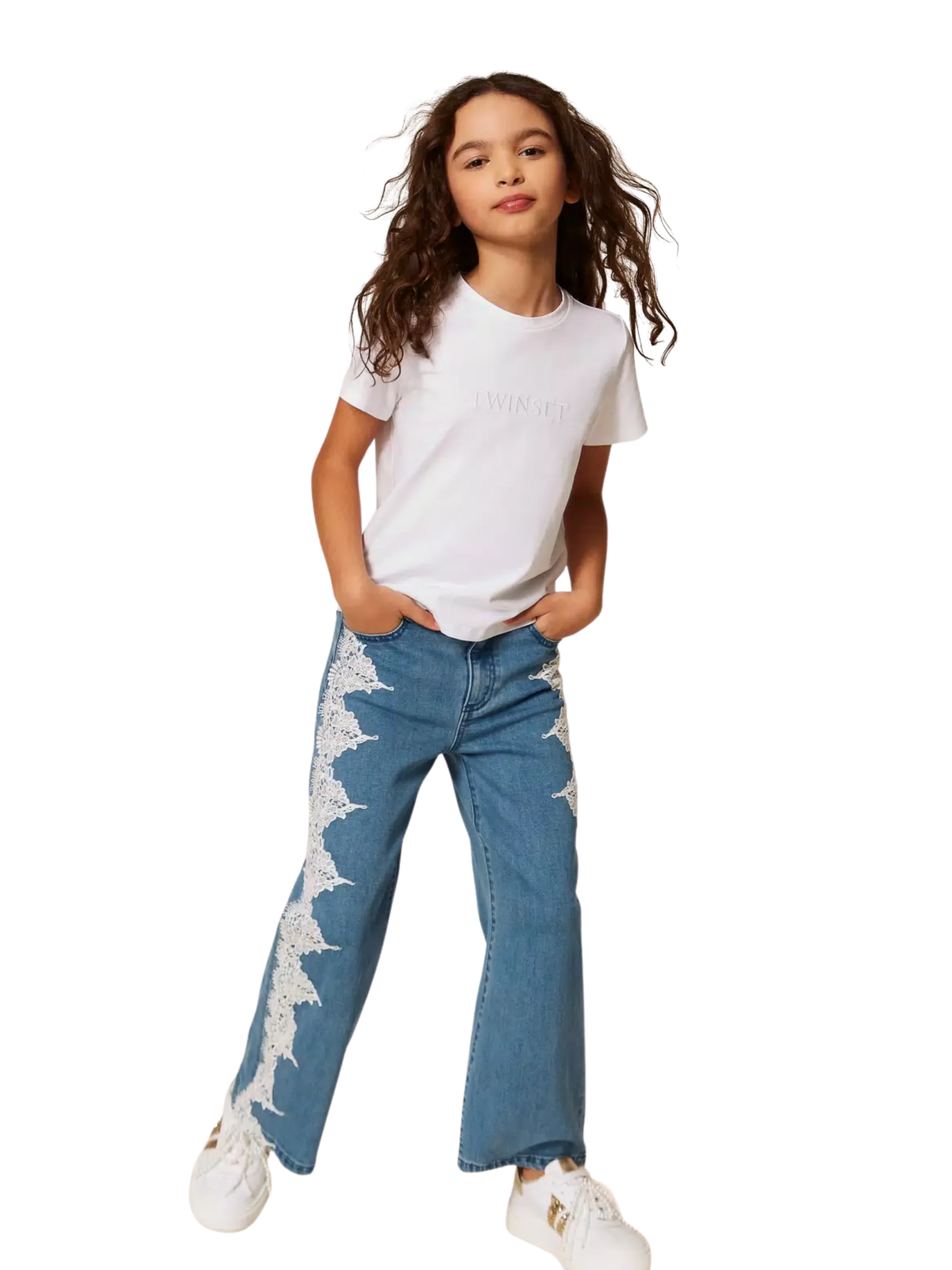 T-Shirt Twinset bianca con logo ricamato - Image 6