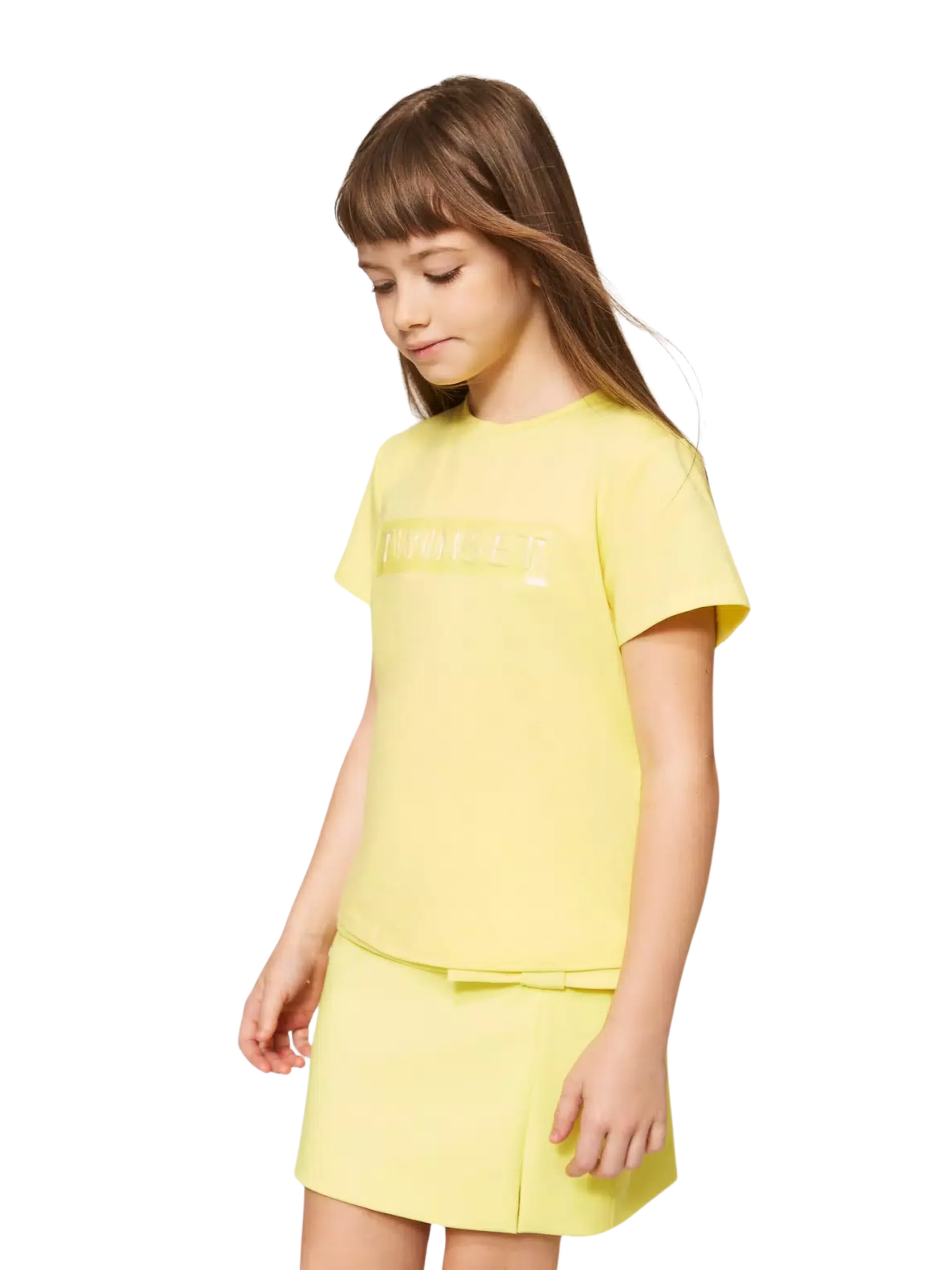T-shirt Twinset gialla con stampa glossy - Image 4