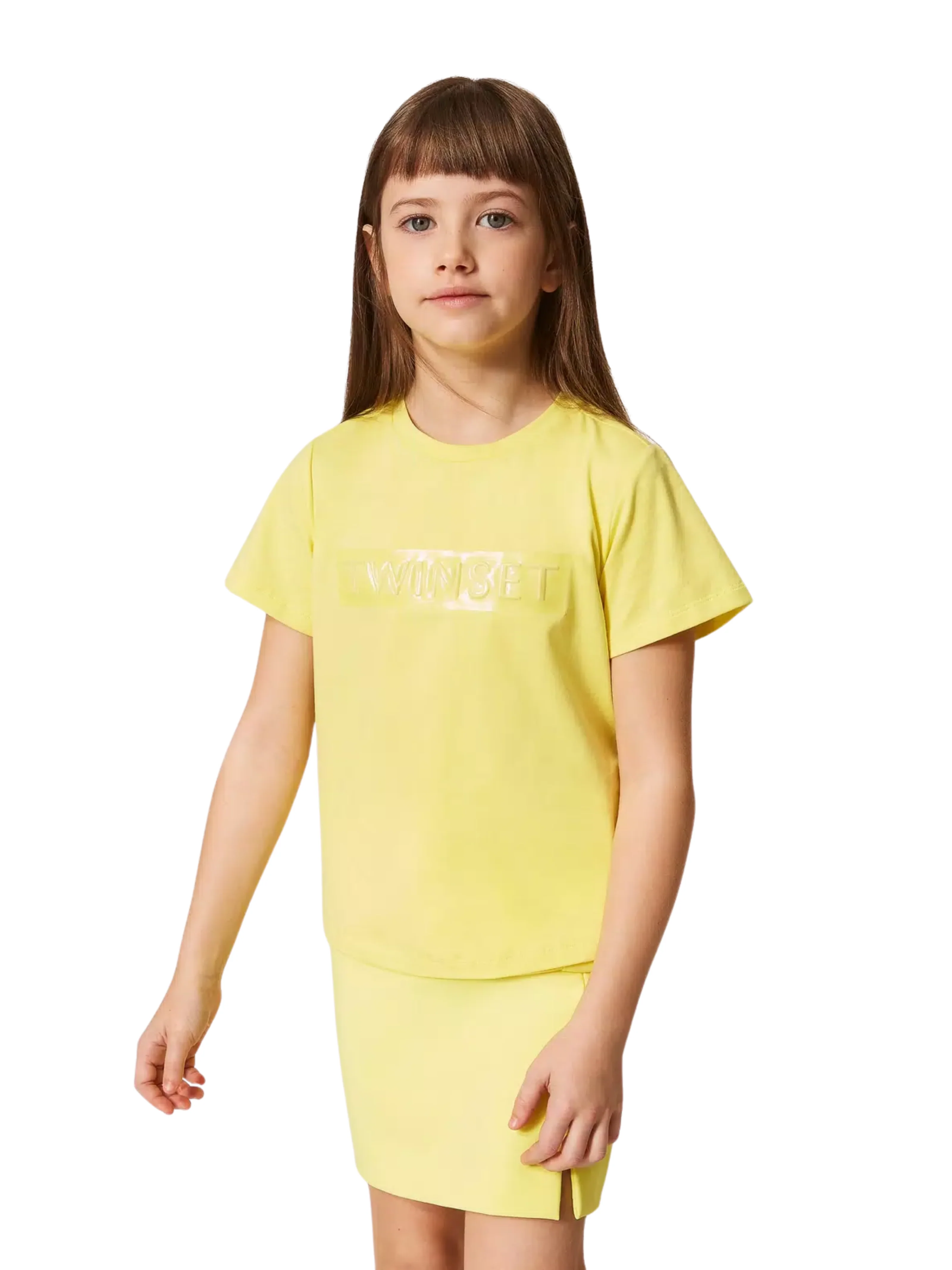 T-shirt Twinset gialla con stampa glossy - Image 5