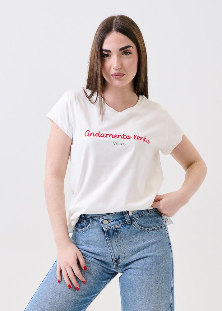 T-Shirt Vicolo bianca "andamento lento"
