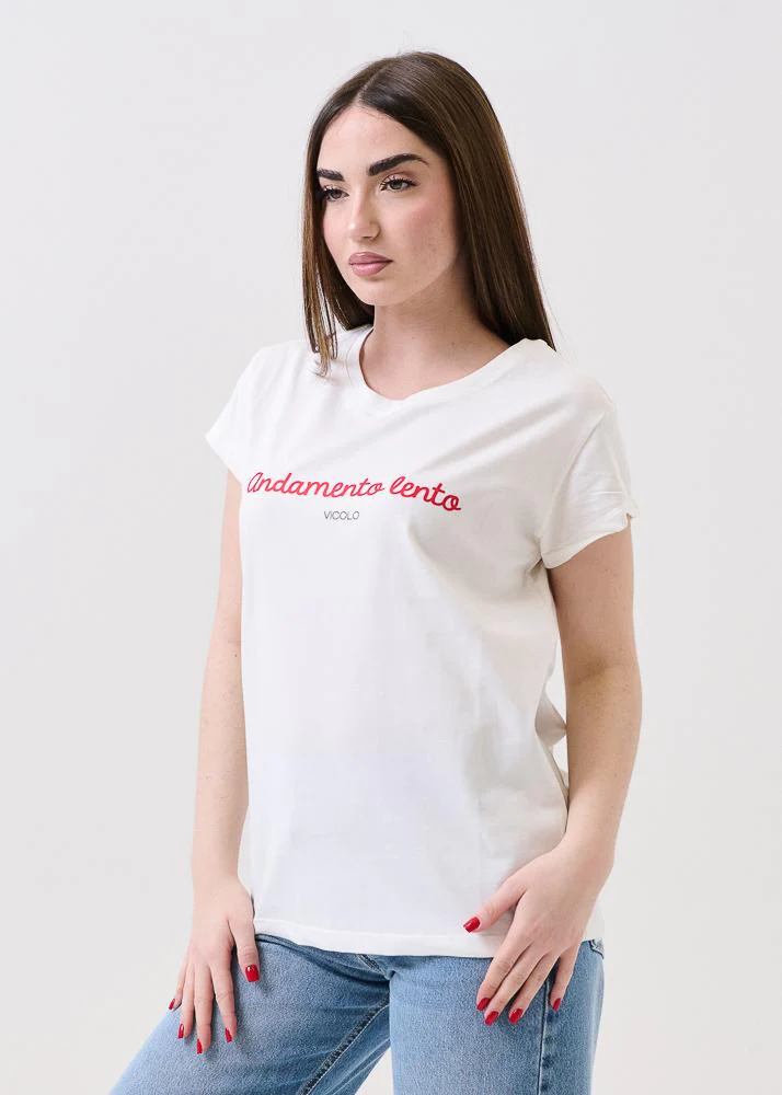 T-Shirt Vicolo bianca "andamento lento" - Image 2