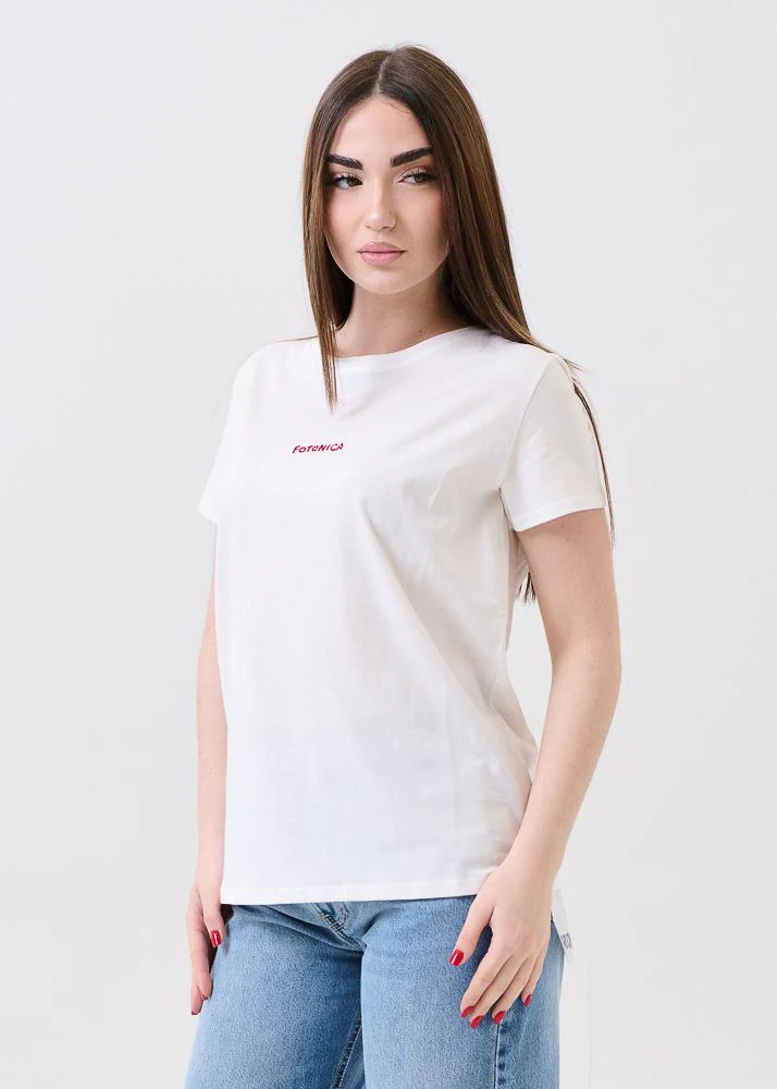 T-Shirt Vicolo bianca con ricamo "Fotonica" - Image 2