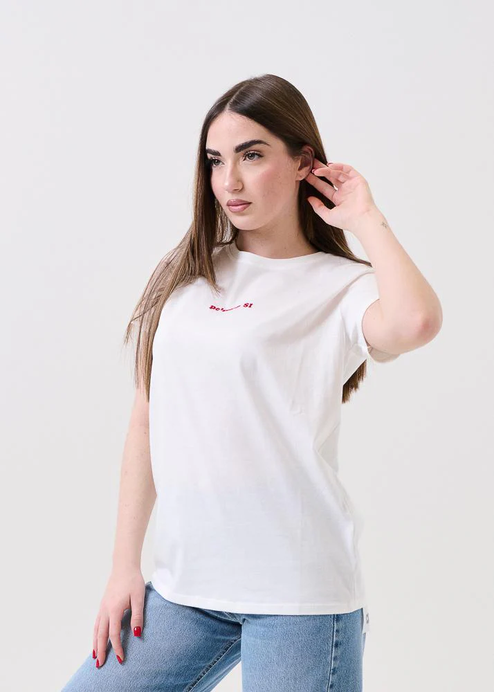 T-Shirt Vicolo bianca con ricamo "Pe' semp SI" - Image 2