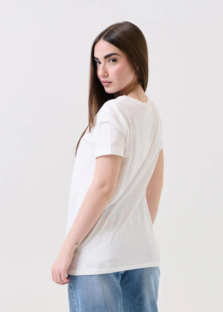 T-Shirt Vicolo bianca con ricamo "Pe' semp SI" - Image 3