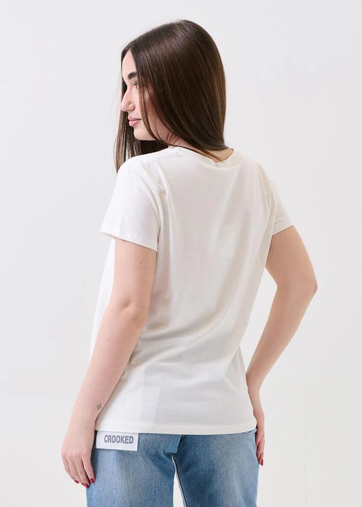 T-Shirt Vicolo bianca con ricamo "Povera me" - Image 3