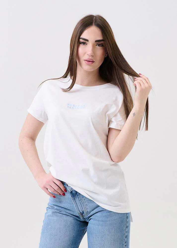 T-Shirt Vicolo bianca con ricamo "Tu mi piaci taaaanto"