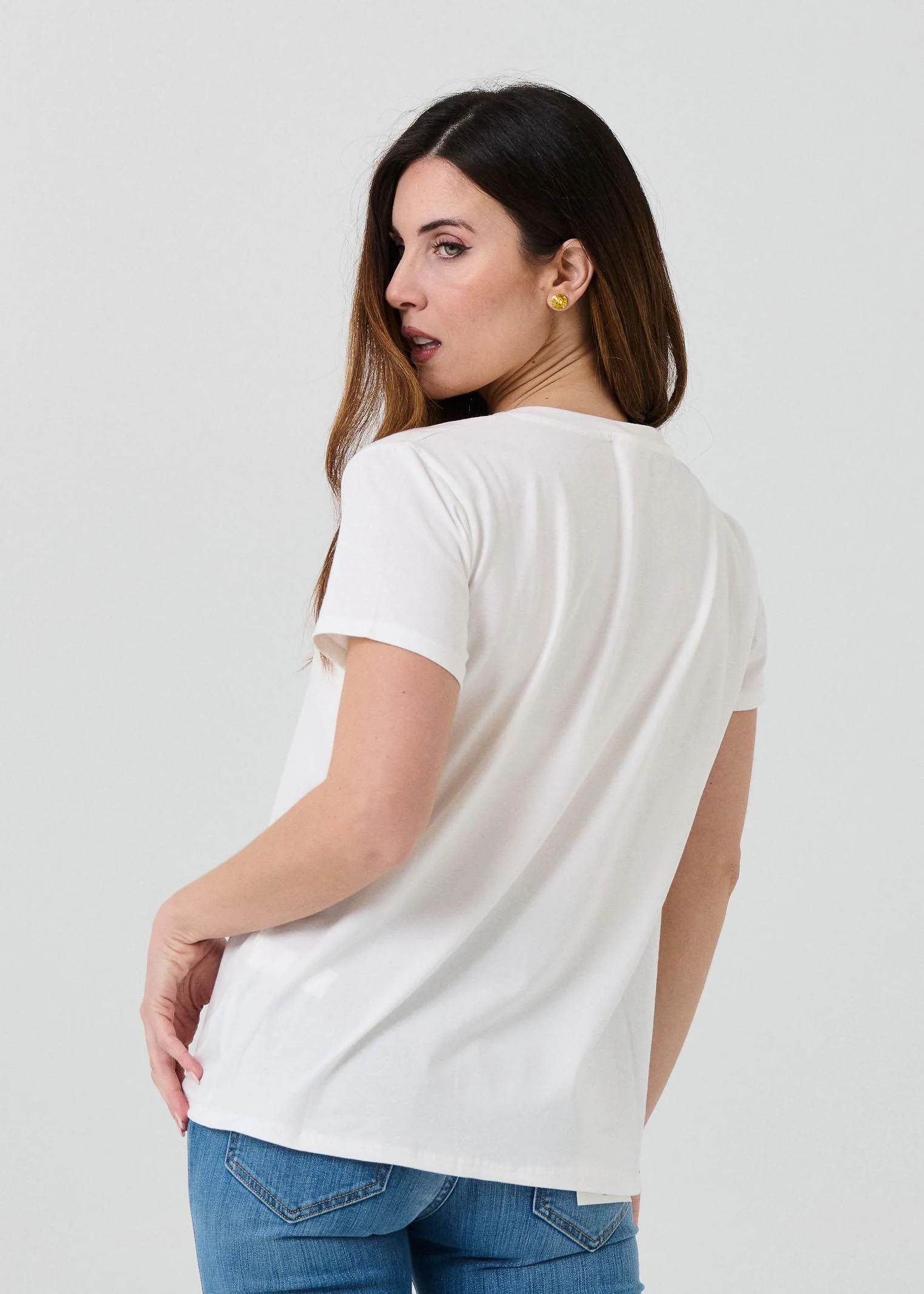 T-Shirt Vicolo bianca con sagoma teddy e stampa floreale verde - Image 3