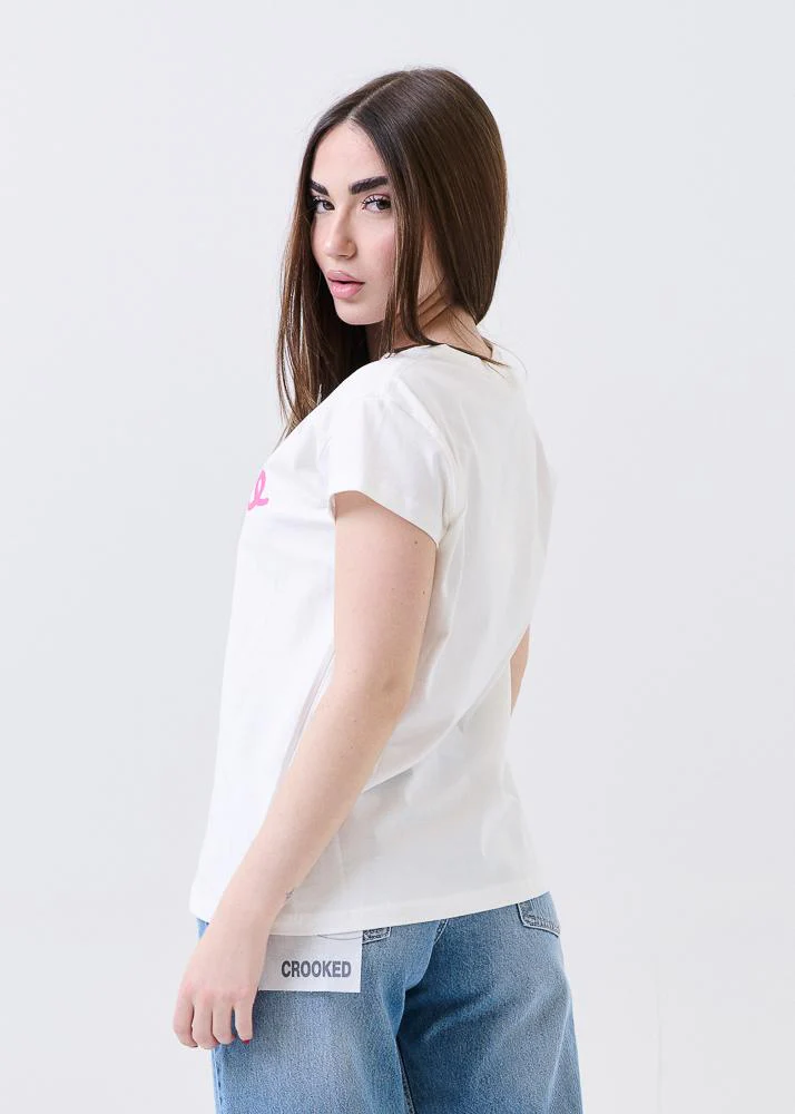 T-Shirt Vicolo bianca con stampa "Oggi no" - Image 3