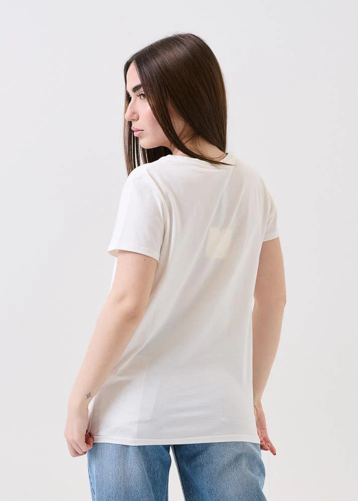 T-Shirt Vicolo bianca con teddy e fiocco con strass - Image 2