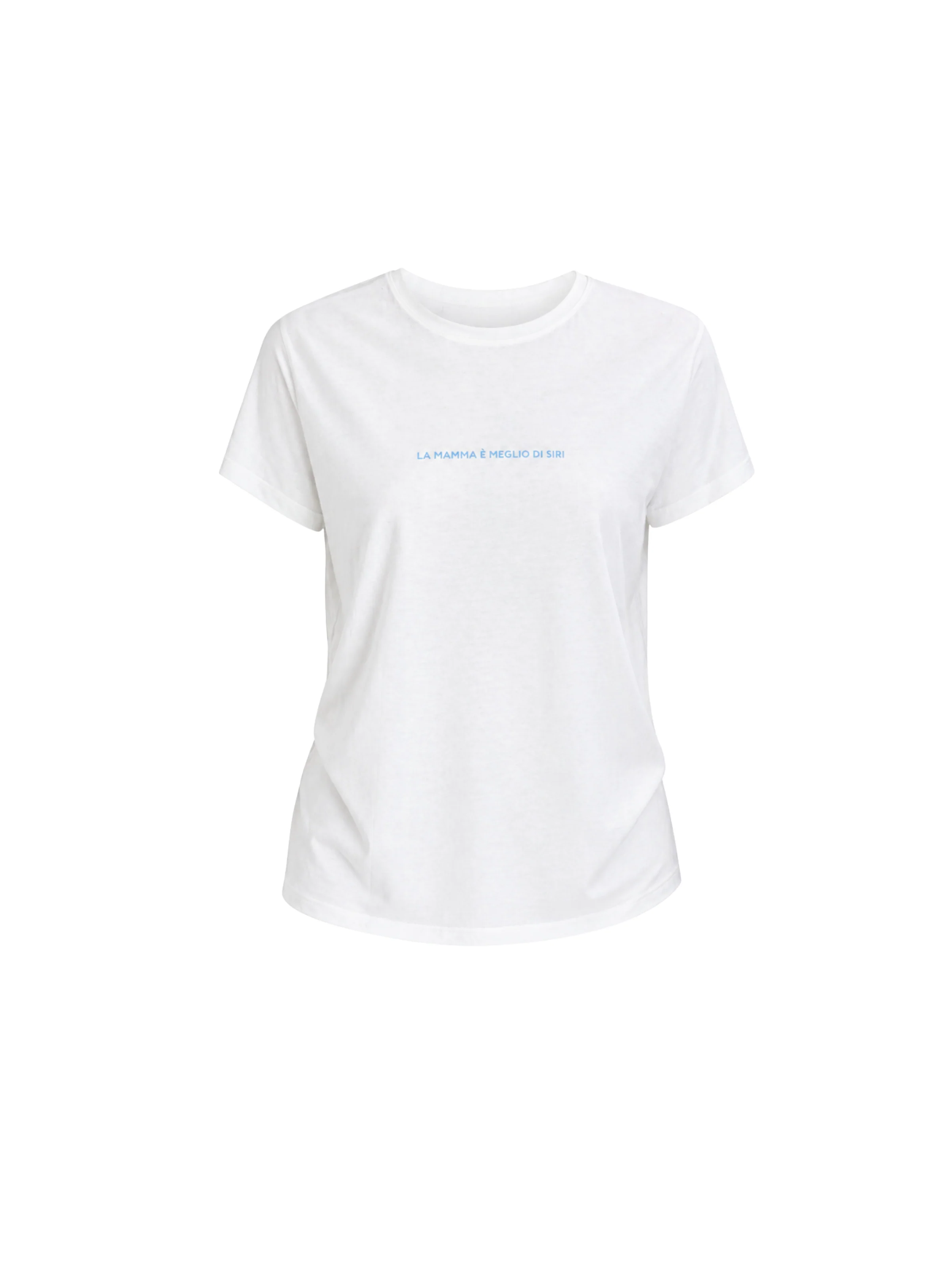 T-Shirt Vicolo bianca "La mamma è meglio di Siri"