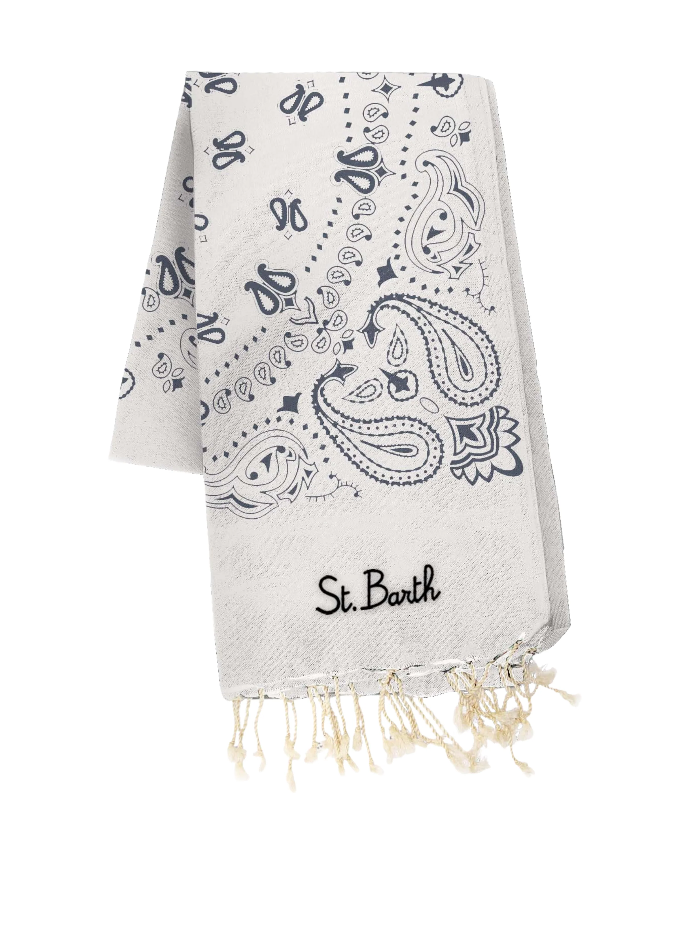Telo mare "Foutas" Saint Barth bianco fantasia bandana