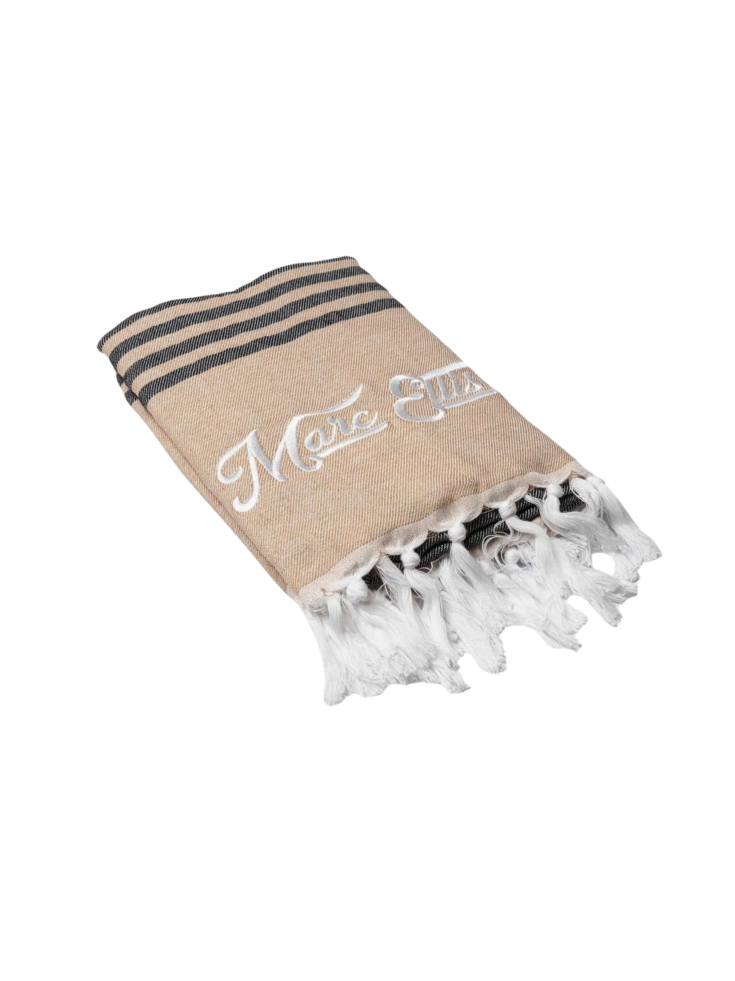 Telo mare "Towel" Marc Ellis beige con logo bianco