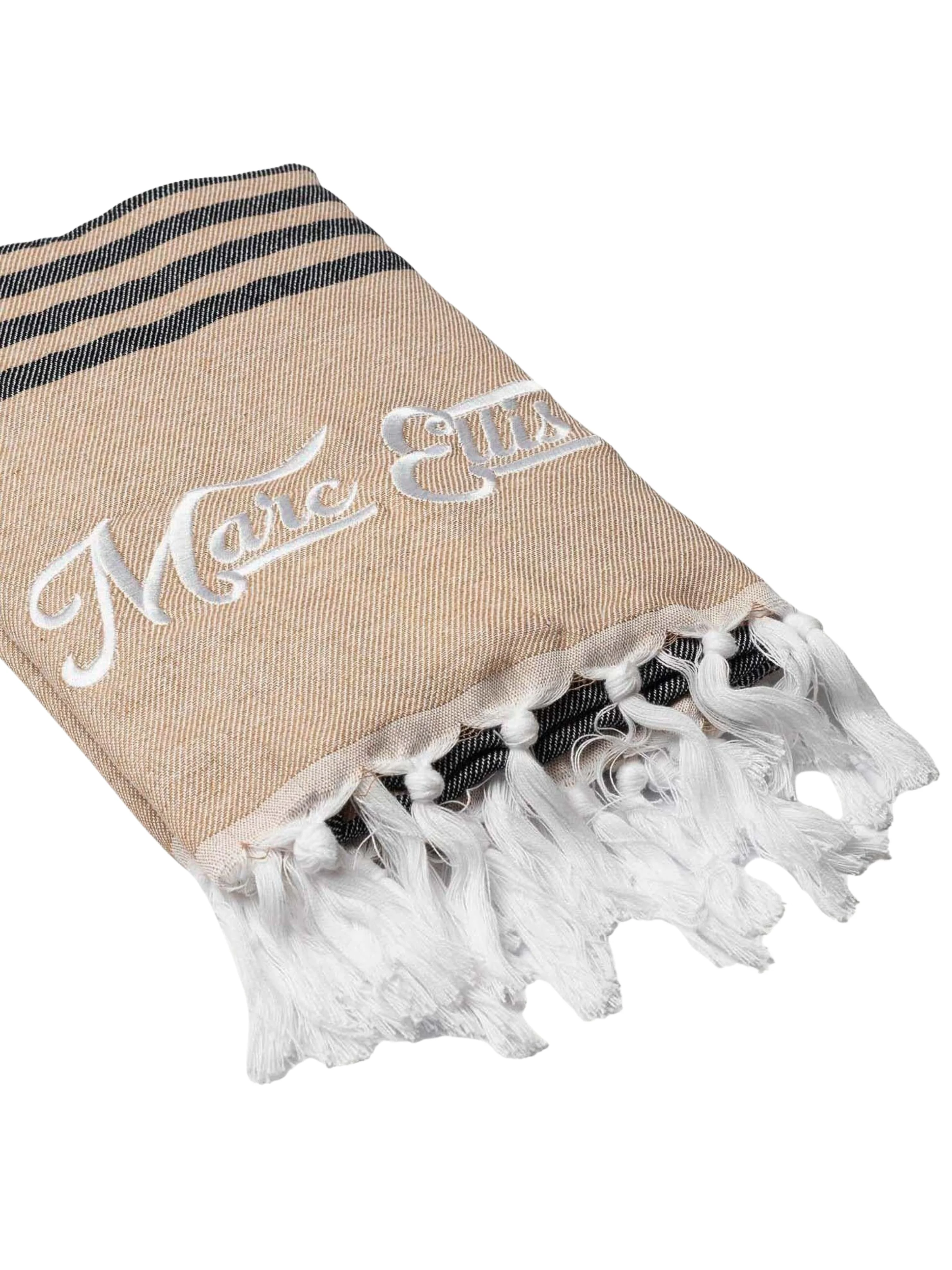 Telo mare "Towel" Marc Ellis beige con logo bianco - Image 2