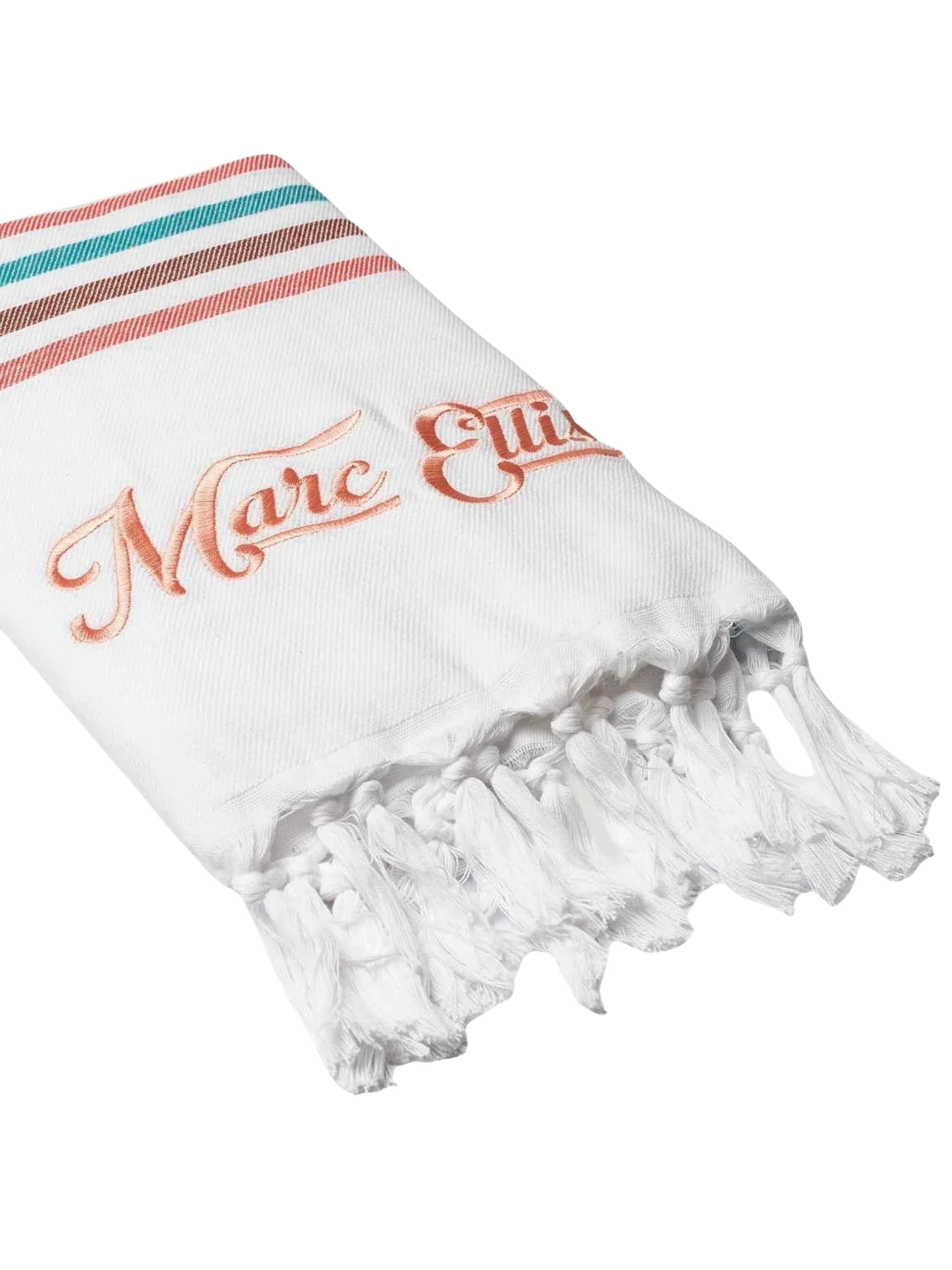 Telo mare "Towel" Marc Ellis bianco con logo arancione - Image 2