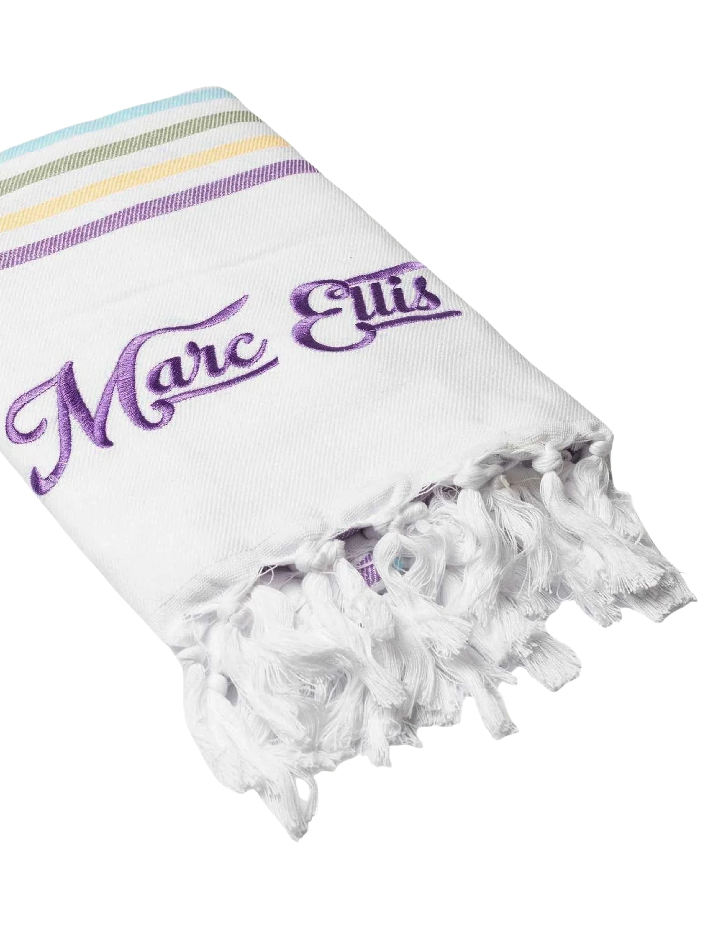 Telo mare "Towel" Marc Ellis bianco con logo viola - Image 2