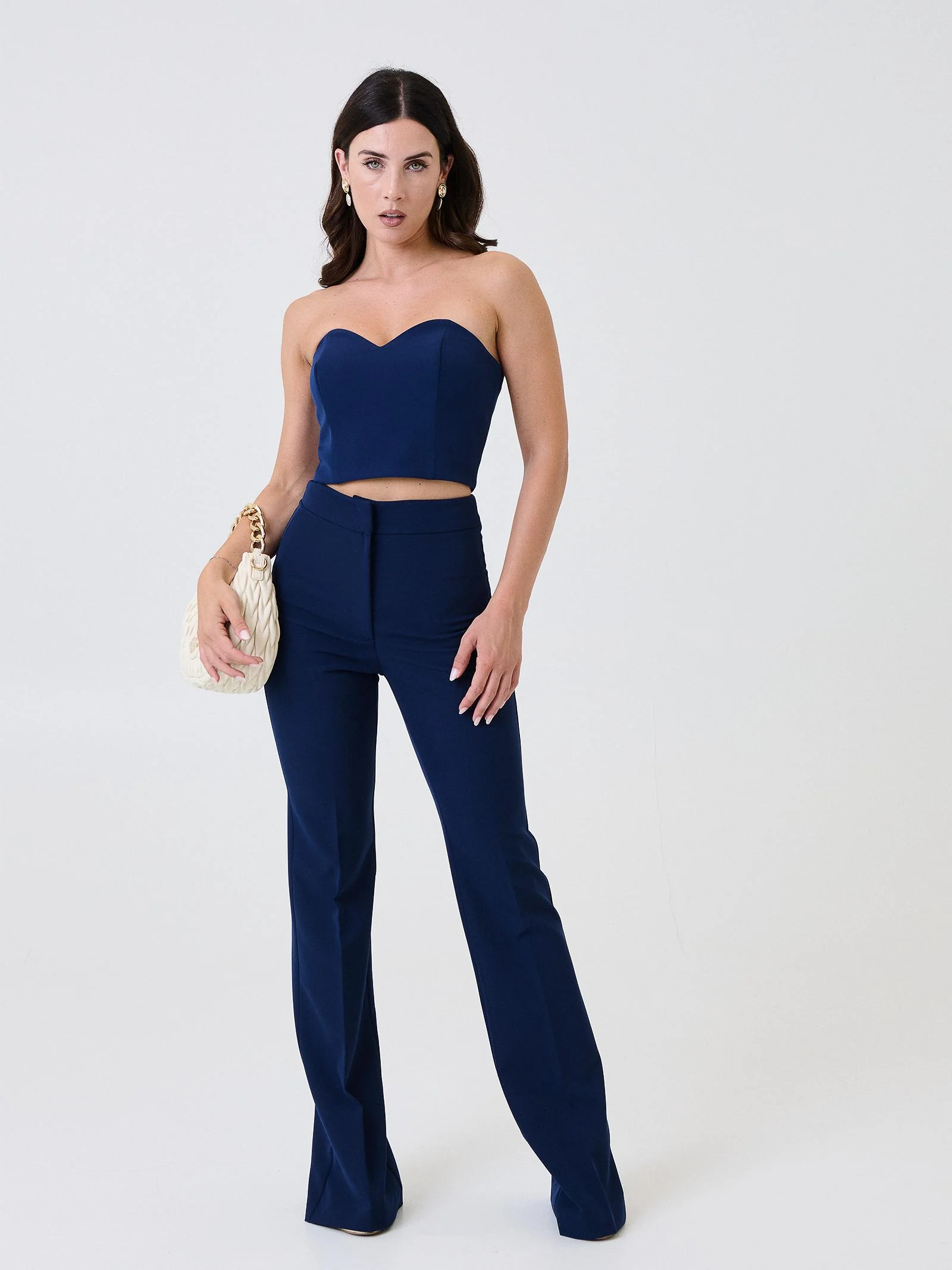 Top a cuore Silence Limited blu navy semi steccato - Image 4
