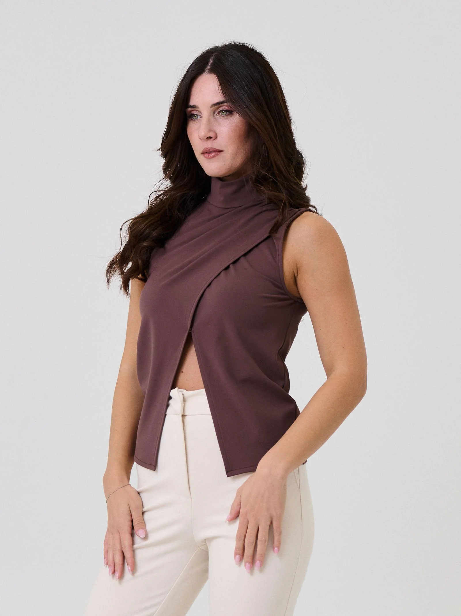 Top a portafoglio Silence Limited marrone con drappeggio - Image 2